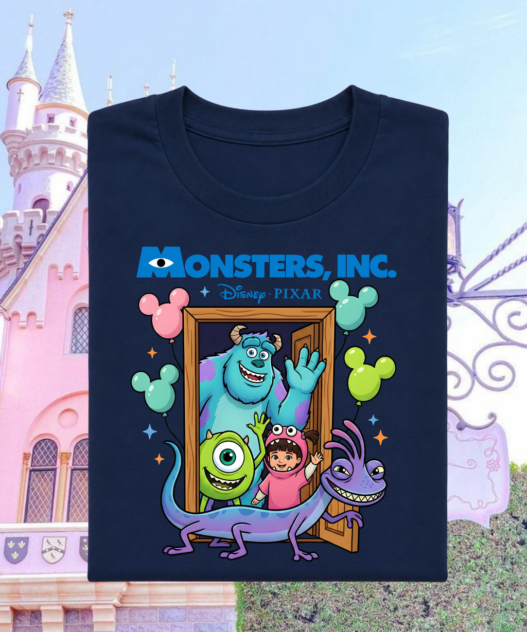 Monsters Inc Balloons - Tshirt - White/Pink/Navy