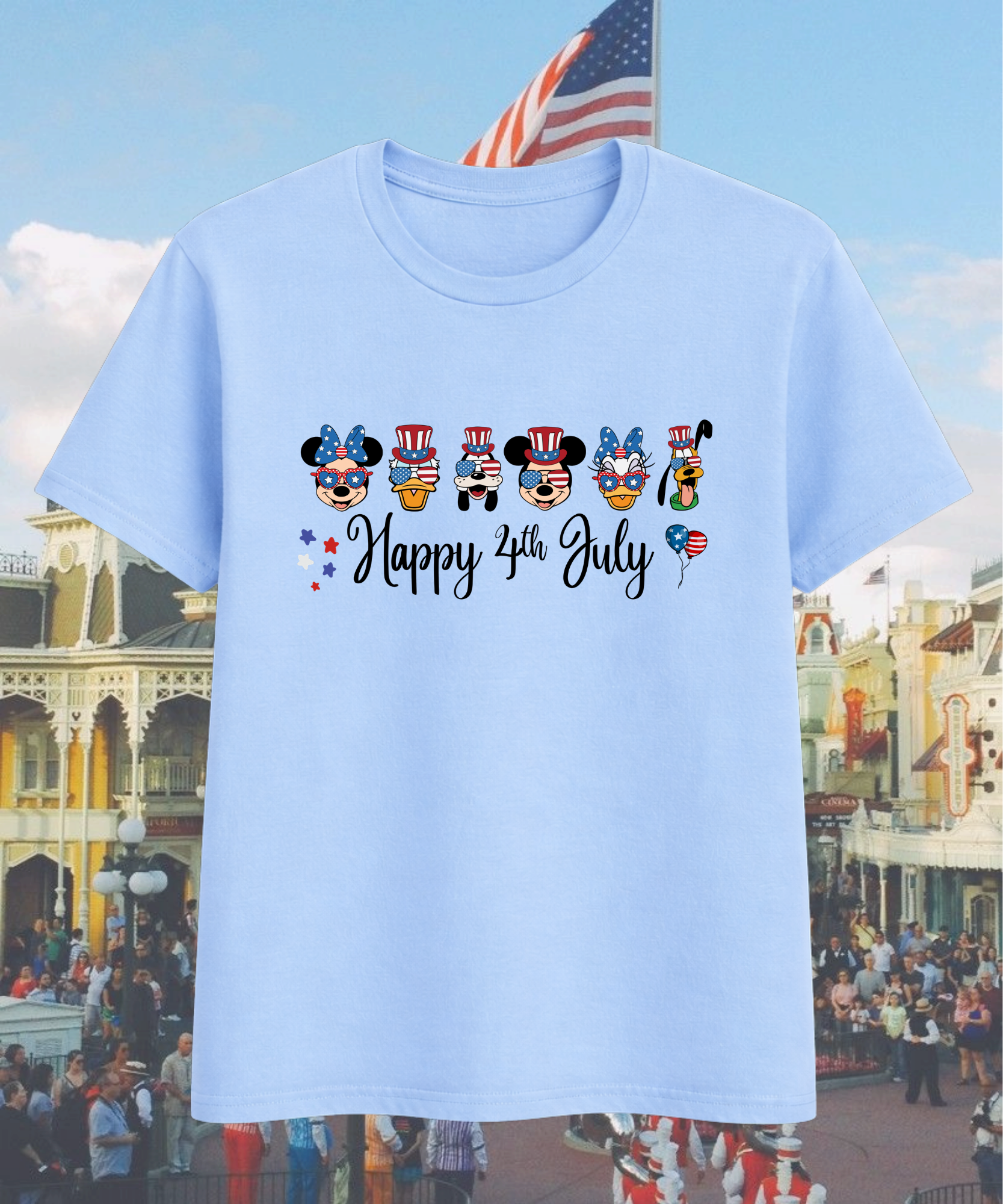 4th July Mouse & Friends Exclusive - Tshirt - White/Blue