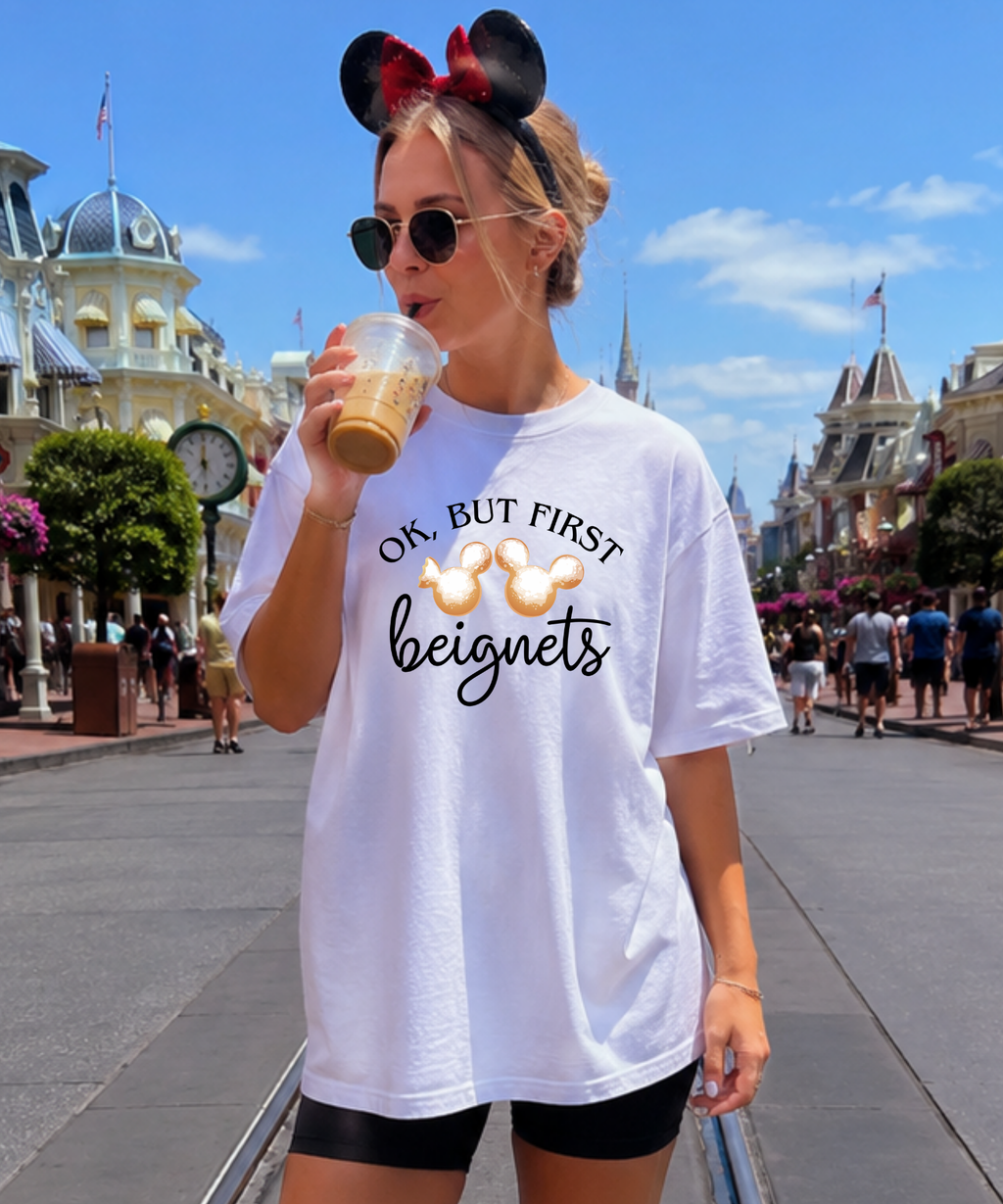 Ok, But First Beignets - Tshirt/Sweatshirt - White/Red