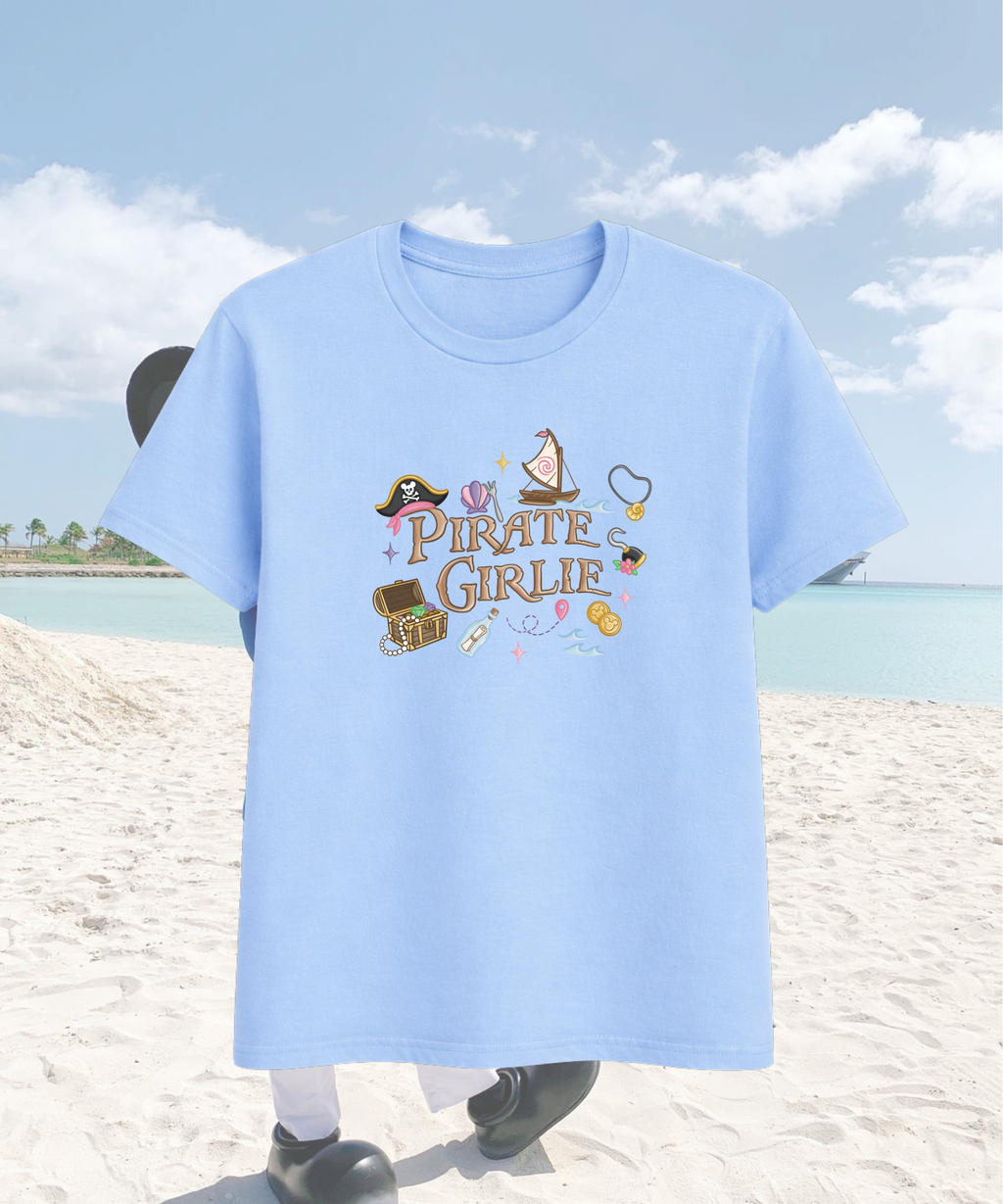 Pirate Girlie - Tshirt - White/Pink/Blue