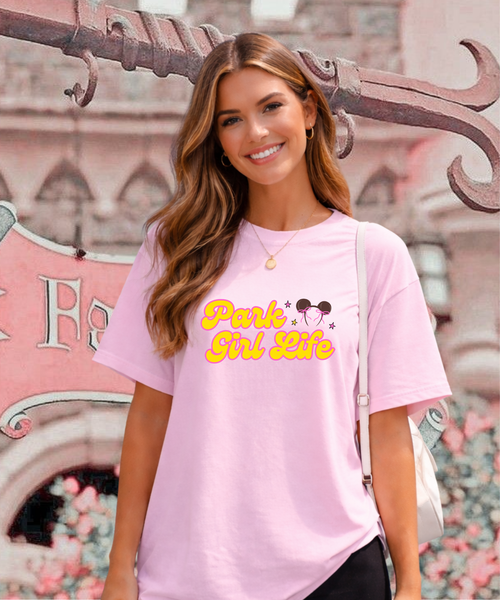 Park Girl Life Exclusive - Tshirt - White/Light Pink/Hot Pink/Black