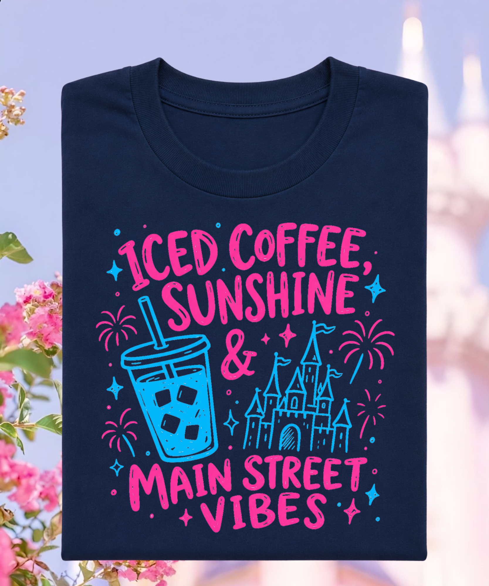 Iced Coffee, Sunshine, Main Street Vibes - Tshirt - White/Pink/Navy/Black