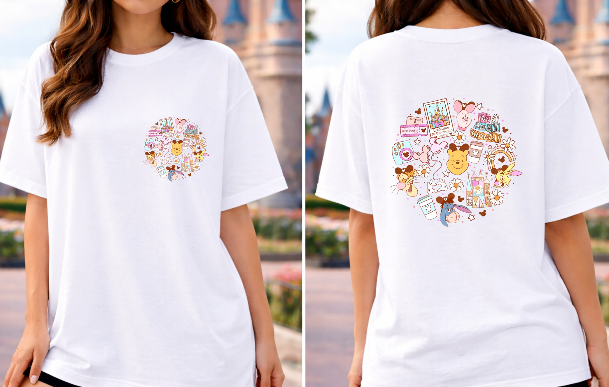 Small World Pooh & Friends Double Sided Tshirt - White