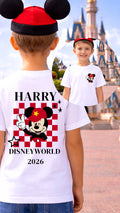 Personalised Mickey WDW/DL Chequered- Tshirt/Sweatshirt - White