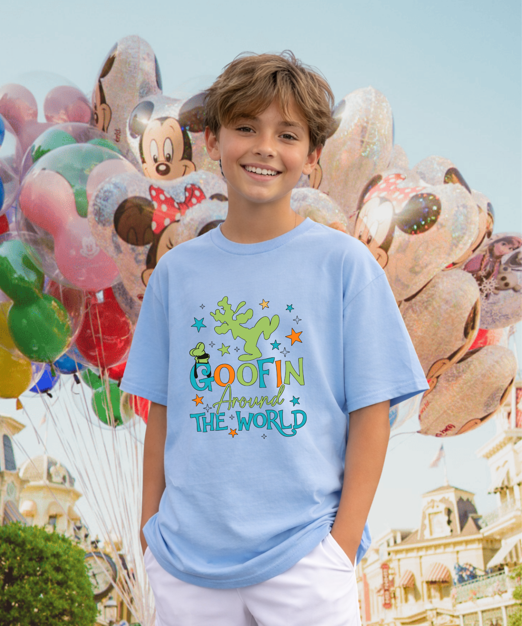 Goofin Around The World - Tshirt - White/Blue/Pink