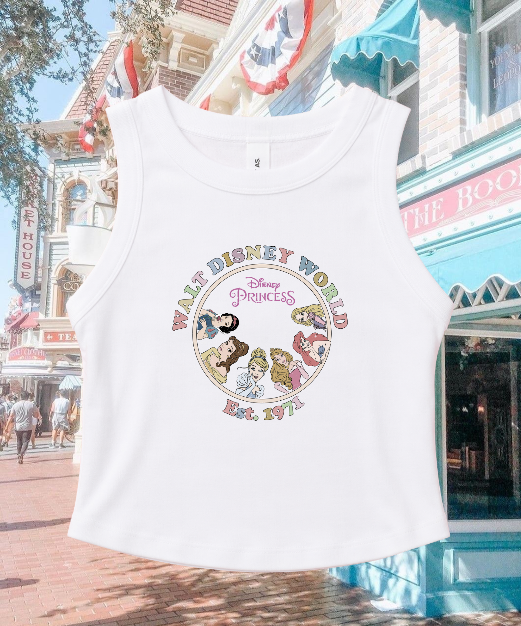 WDW Princess - Cropped Tee/Cropped Vest - Black/White