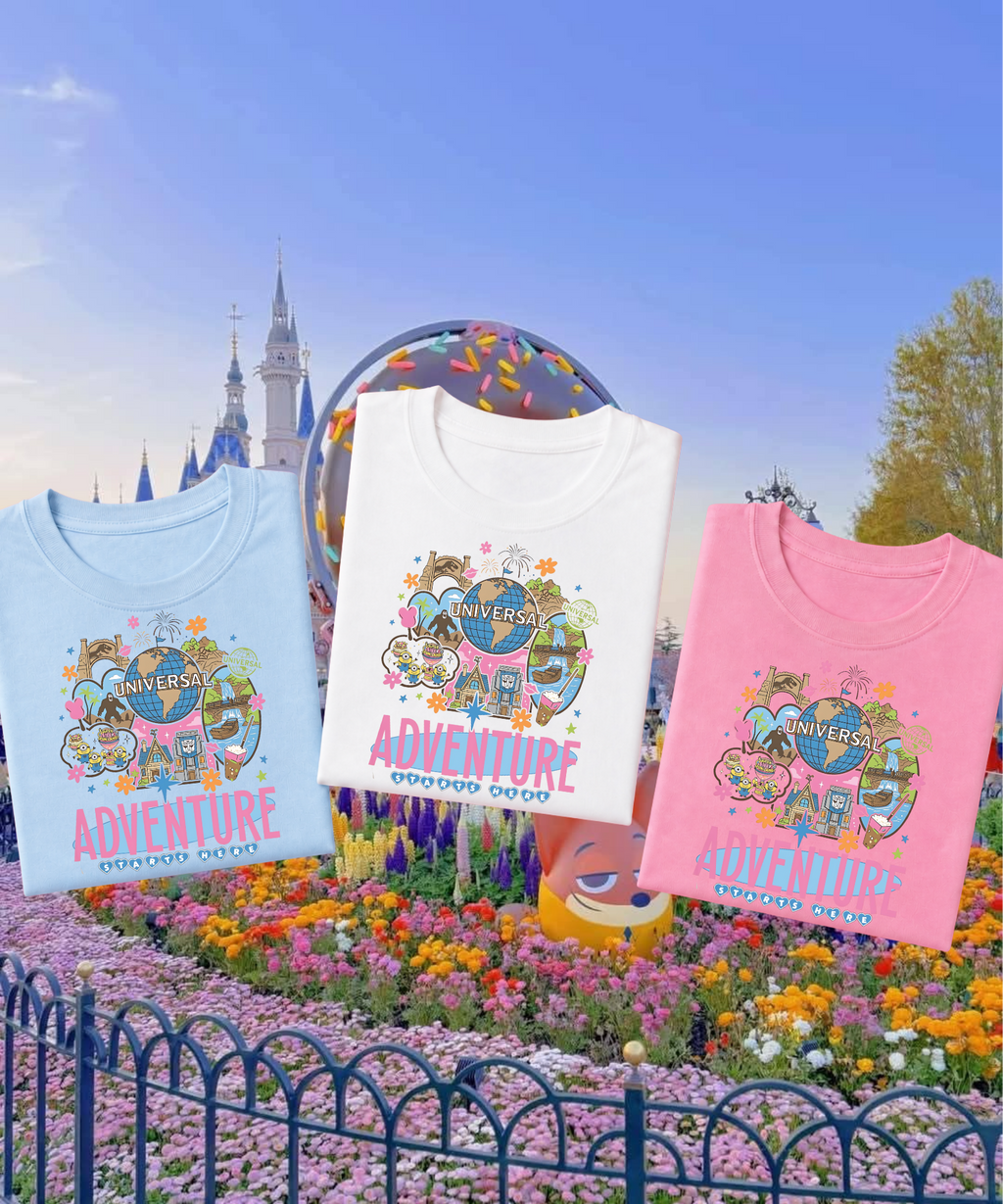 Universal Adventure Starts Here - Tshirt - White/Pink/Blue/Daisy Yellow