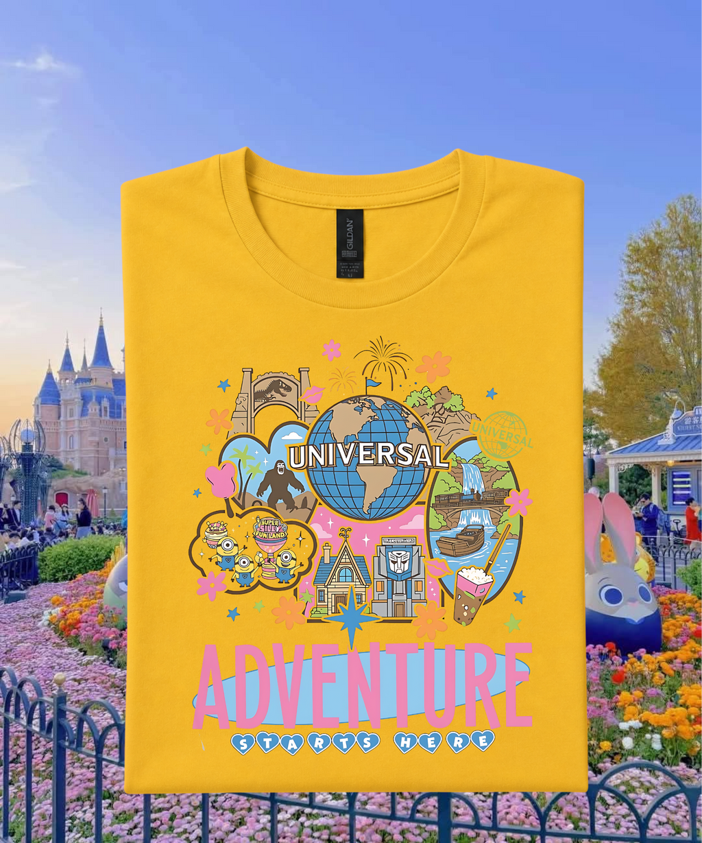 Universal Adventure Starts Here - Tshirt - White/Pink/Blue/Daisy Yellow