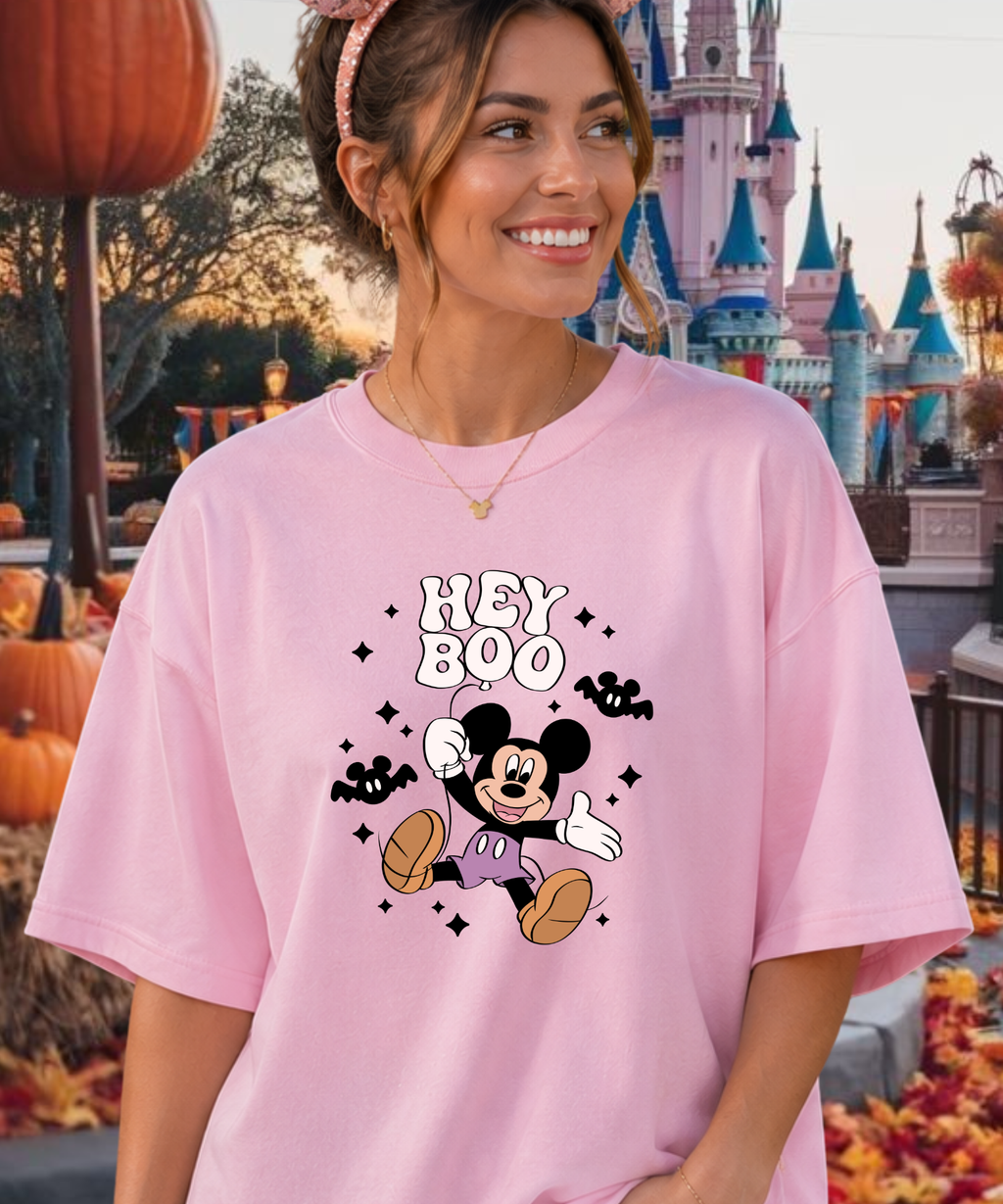 Hey Boo Mickey Halloween - Tshirt - White/Pink/Purple/Red