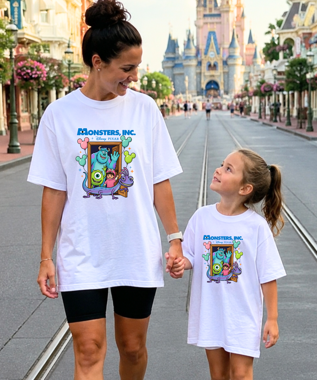 Monsters Inc Balloons - Tshirt - White/Pink/Navy