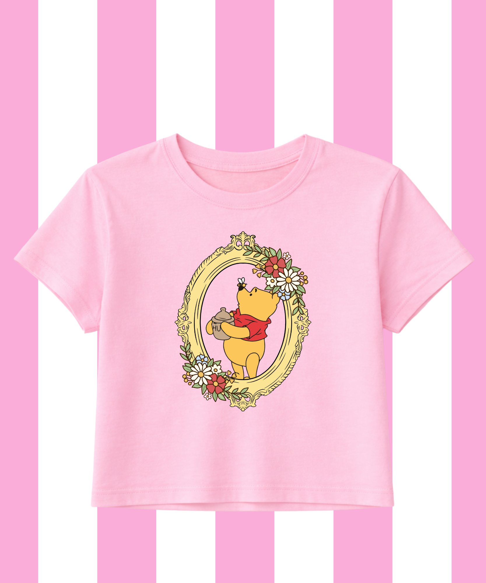 Pooh Floral Frame Exclusive- Cropped Tee