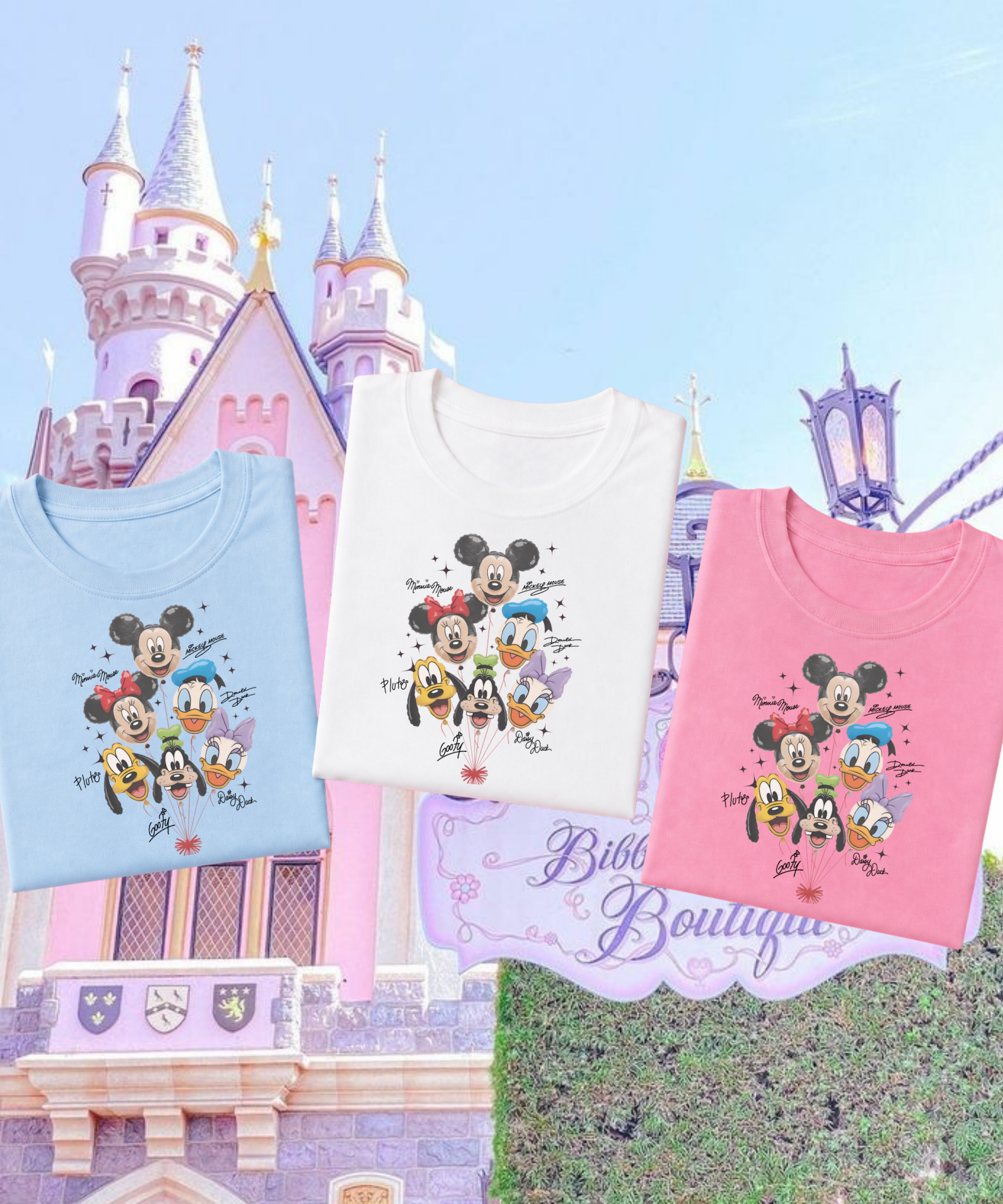 Mickey 6 Balloons - Tshirt/Sweatshirt - White/Pink/Blue