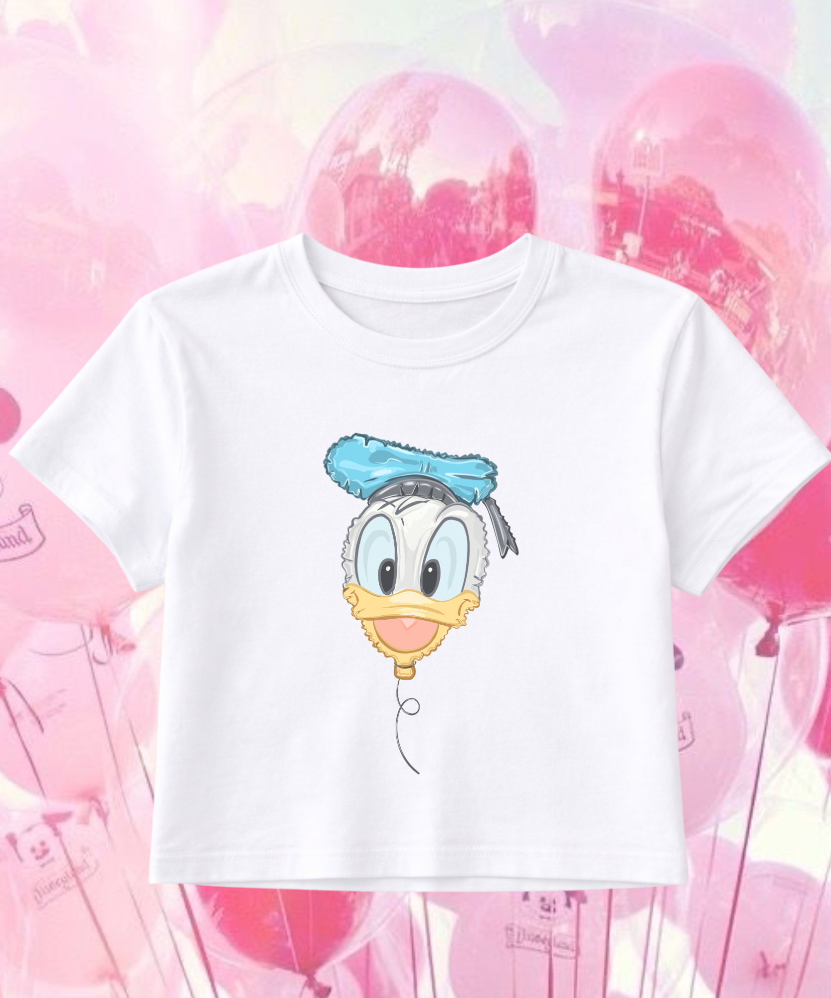 Donald/Daisy Balloons Cropped Tee/Cropped Vest - White