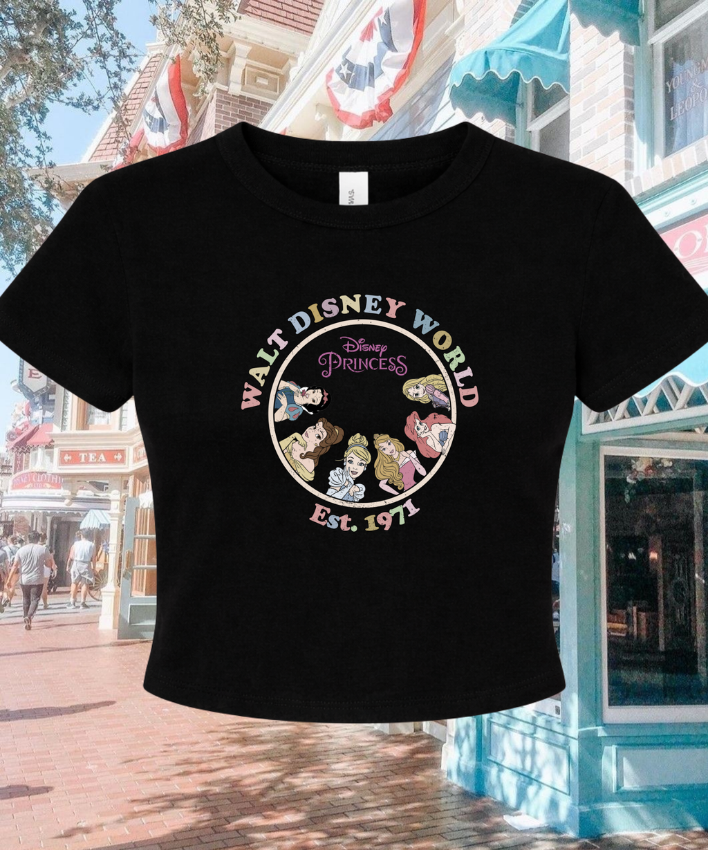 WDW Princess - Cropped Tee/Cropped Vest - Black/White