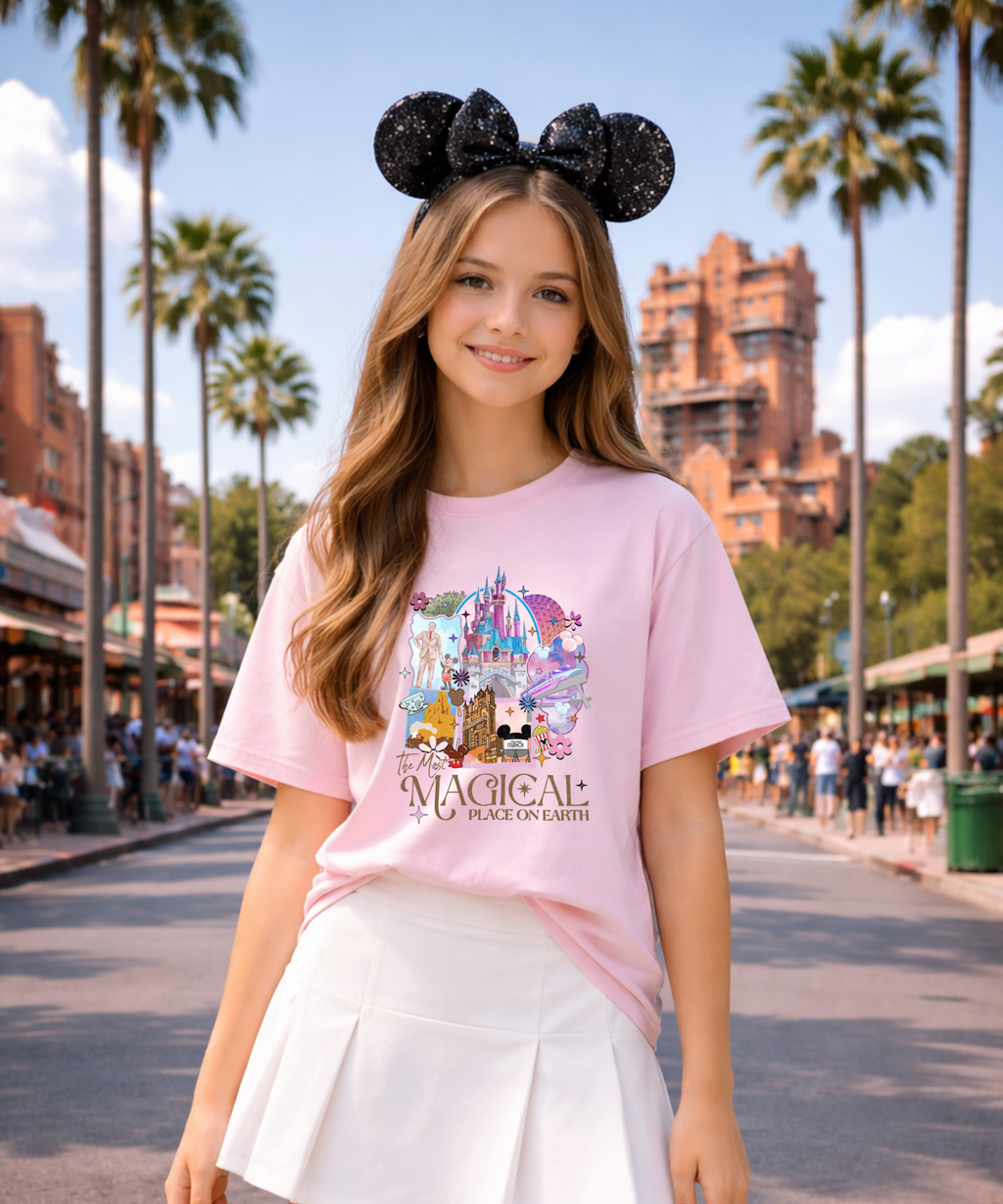Magical Place - Tshirt - White/Pink/Blue