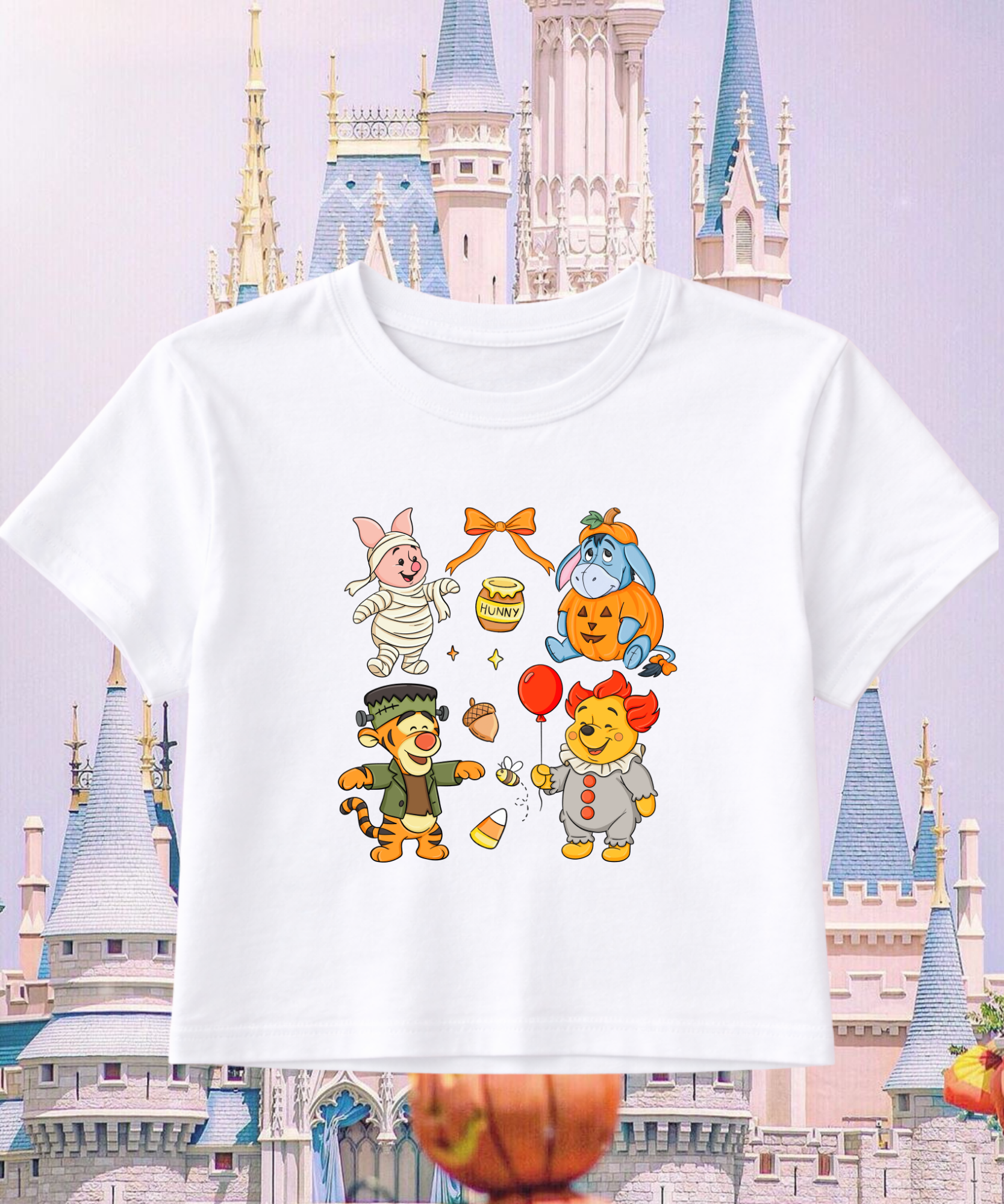 Pooh & Friends Spooky Halloween - Cropped Tee/Cropped Vest - White/Black