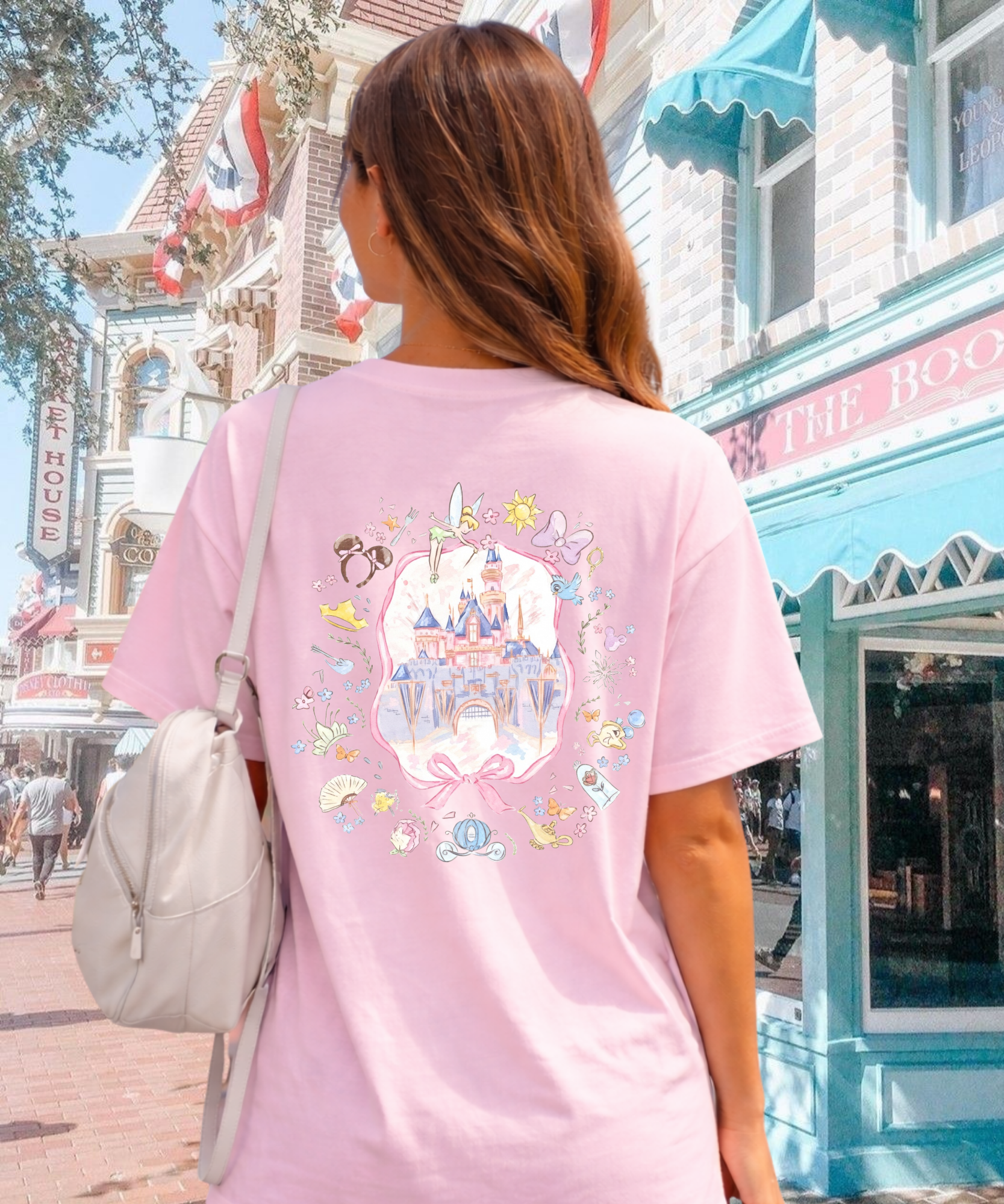 Fairytale Castle - Double Sided Tshirt - White/Pink