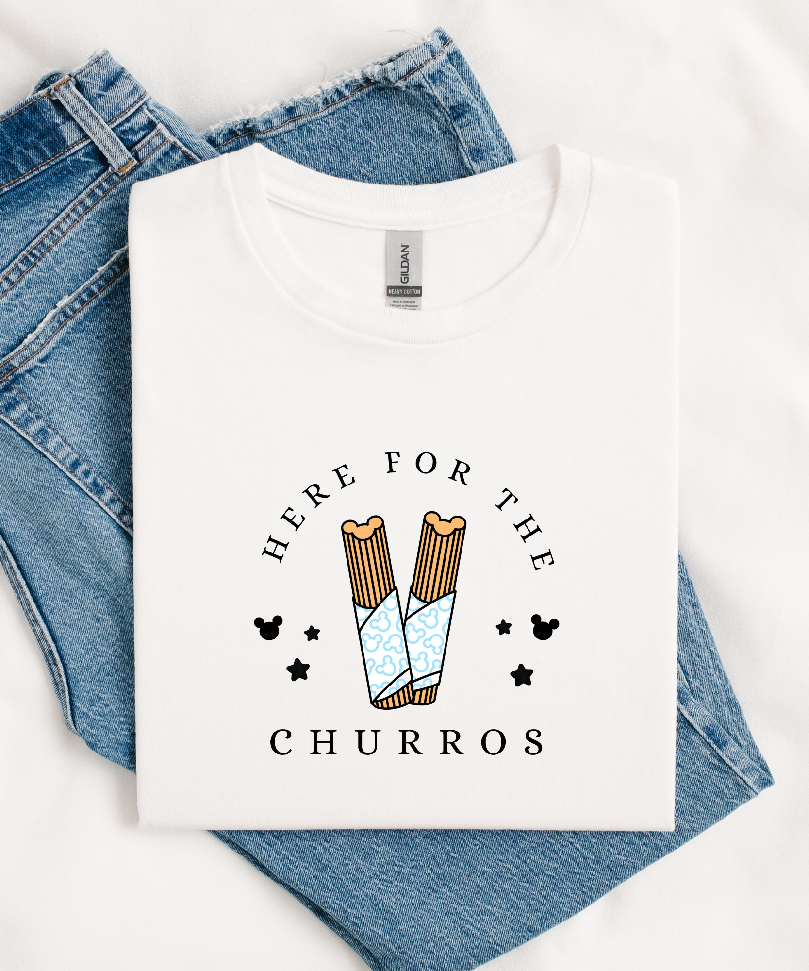 Here For The Churros - Tshirt - White/Pink