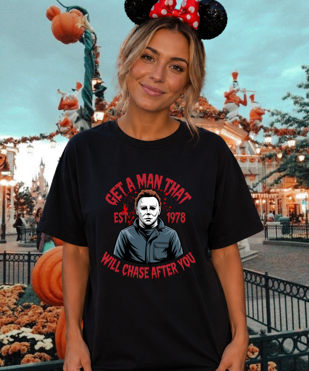 Get A Man Halloween - Tshirt - White/Black