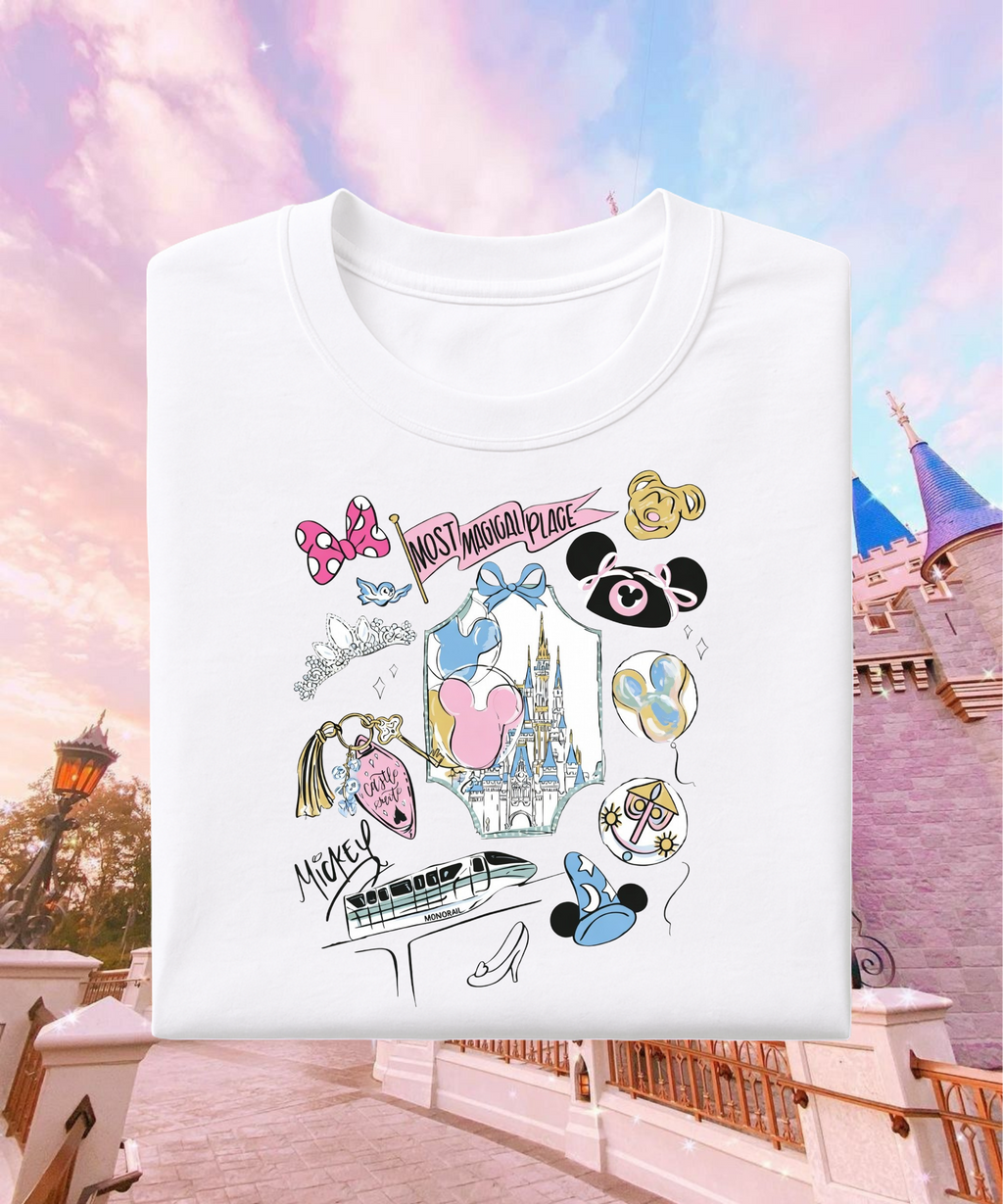 Most Magical Place Scattered - Tshirt/Sweatshirt - White/Pink/Blue