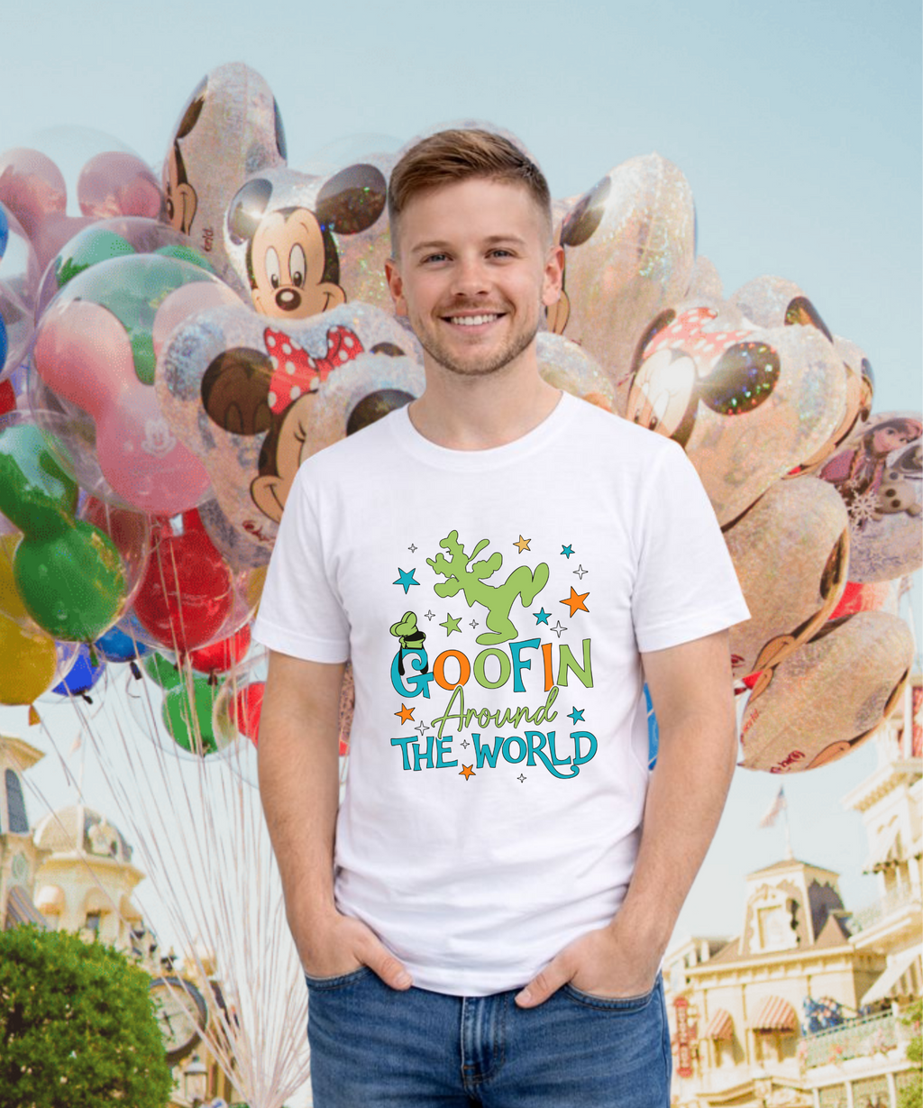 Goofin Around The World - Tshirt - White/Blue/Pink