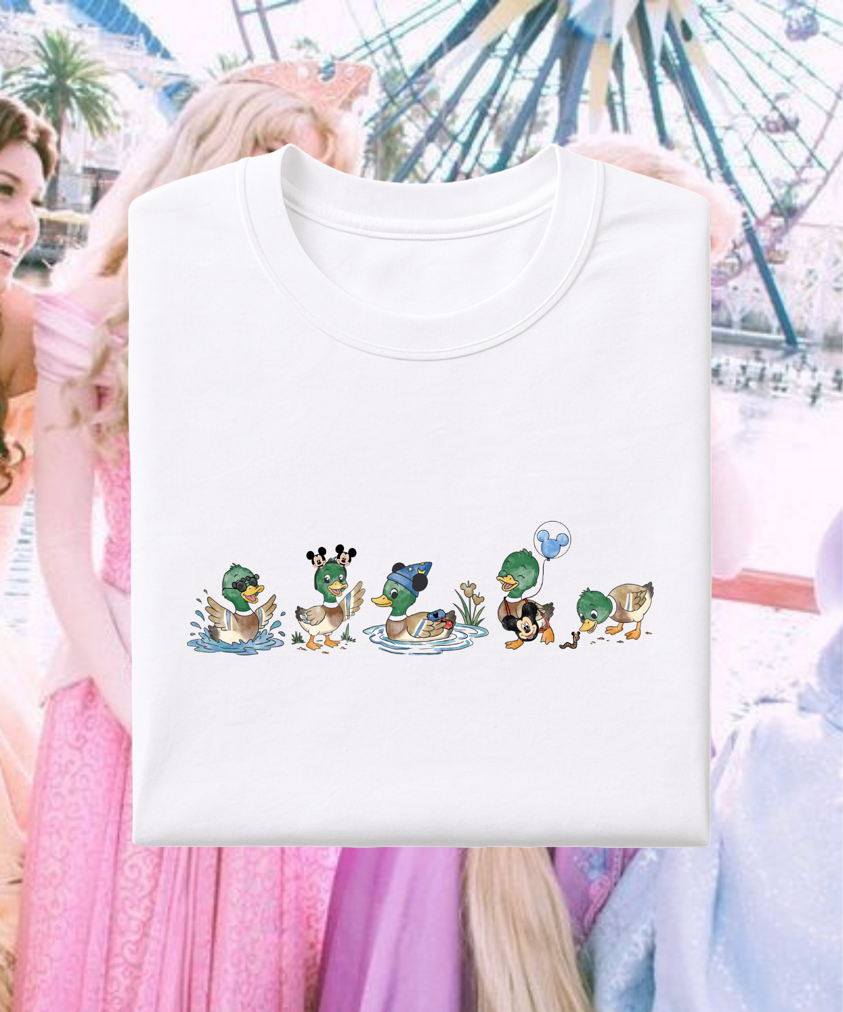 Disney Ducks In A Row Exclusive - Tshirt - White/Pink/Blue