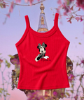 Minnie Exclusive Spaghetti Tank Top - Red/White