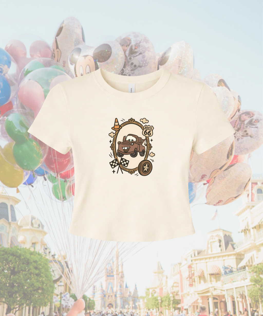 Tow Mater Frame - Cropped Tee - Natural/White