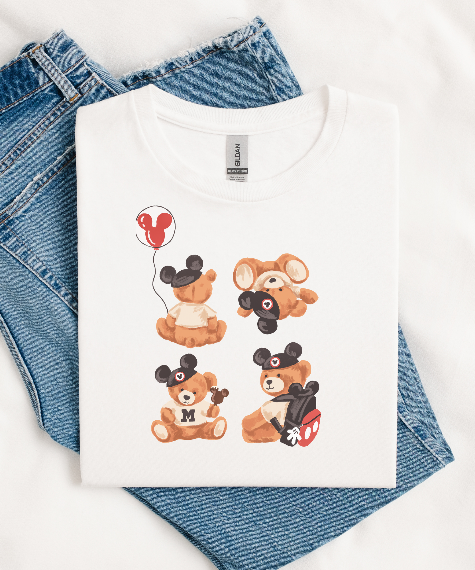 Mickey Bear - Tshirt/Sweatshirt - White/Pink