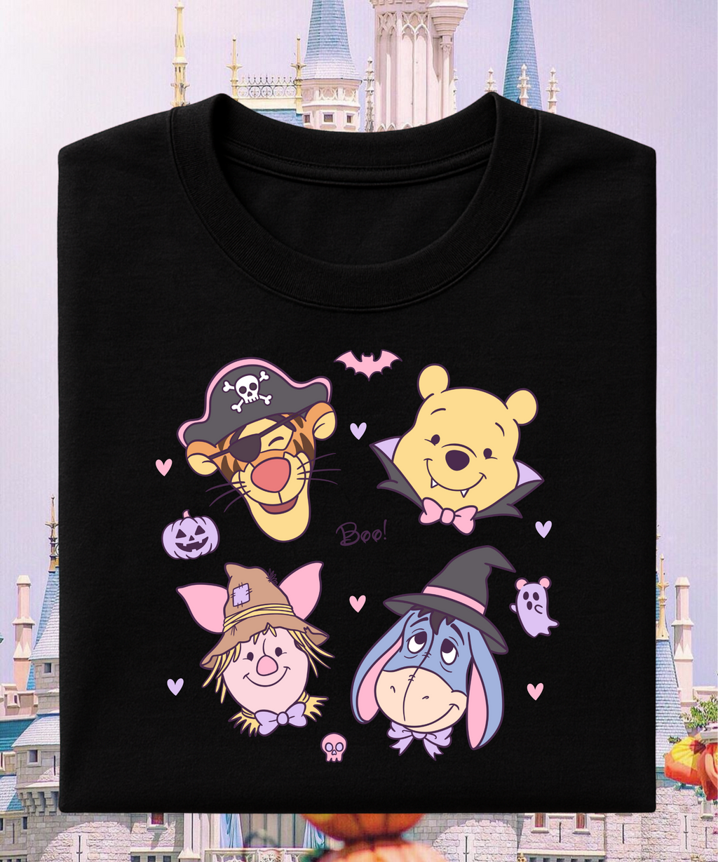 Pooh & Friends Cute Halloween - Tshirt/Sweatshirt - White/Pink/Black