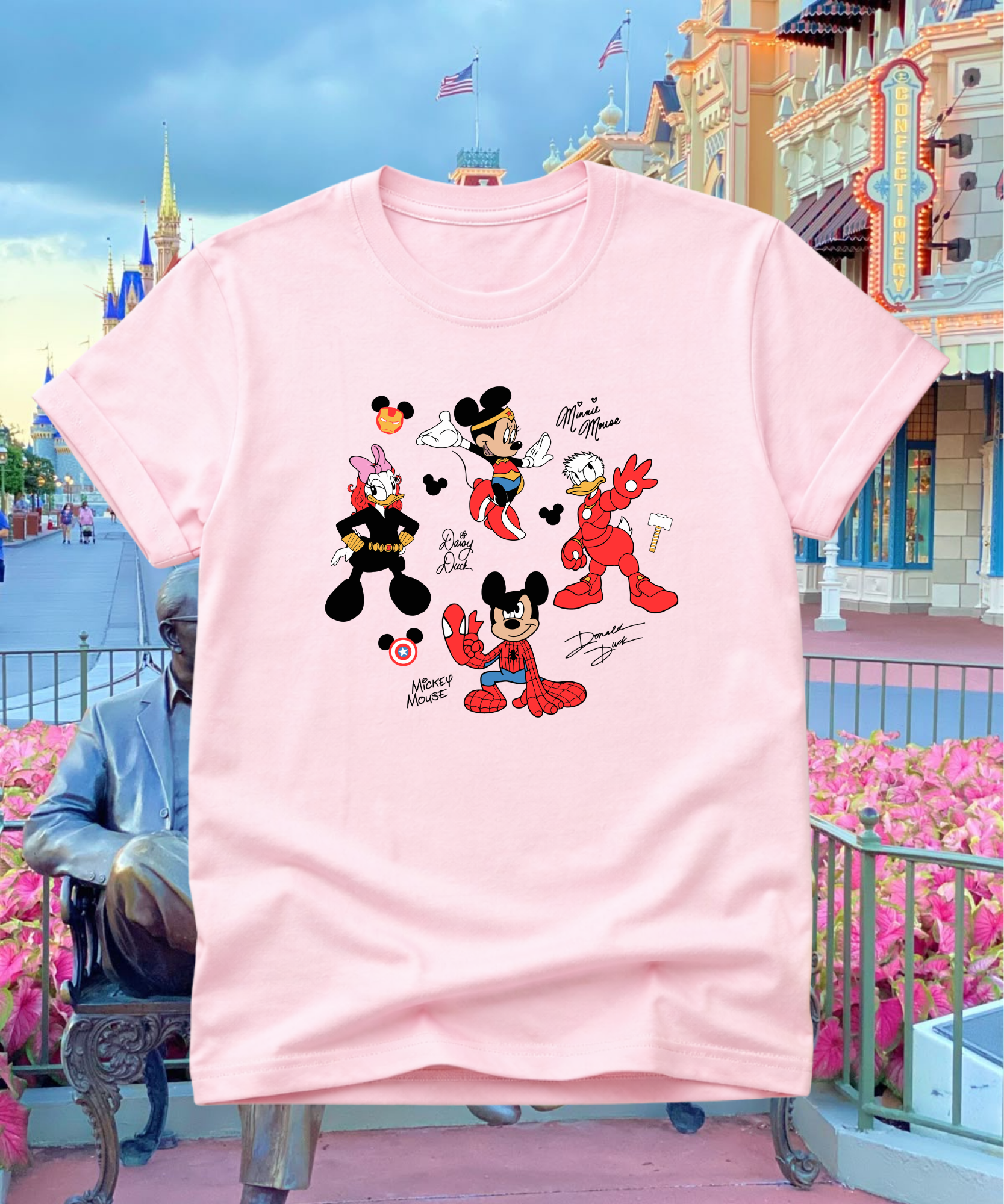 Mouse & Friends Heroes - Tshirt - White/Pink/Blue