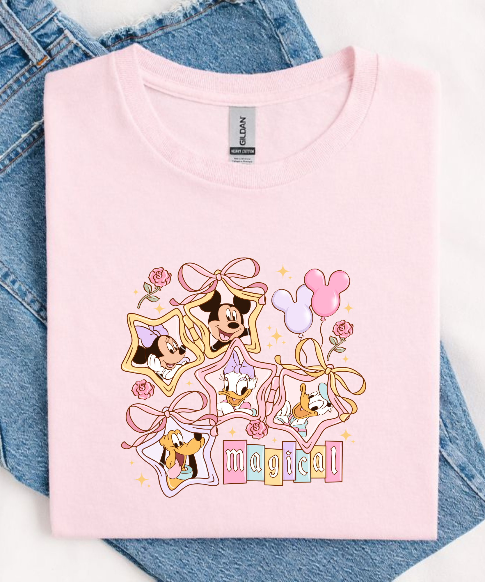 Magical Mouse & Friends Balloons - Tshirt - White/Pink