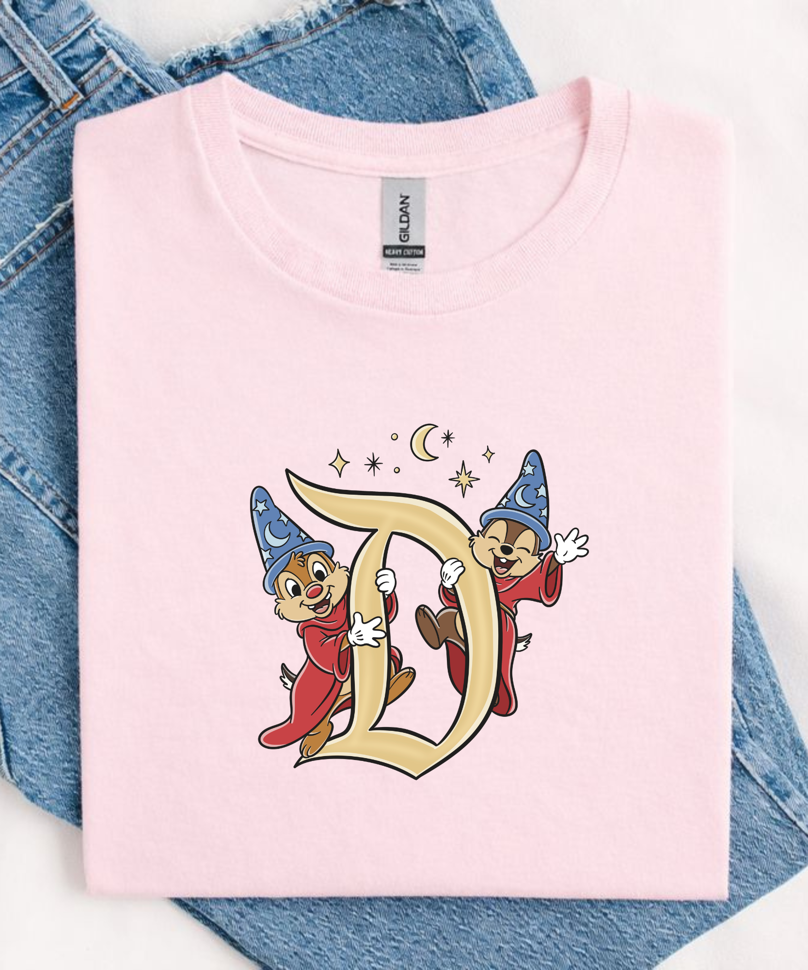 Chip & Dale Sorcerer Hats - Tshirt - Pink/Blue/White