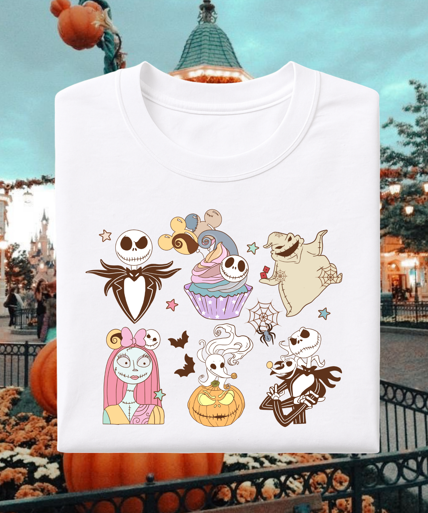 Jack Halloween Scattered - Tshirt/Sweatshirt - White/Pink/Black