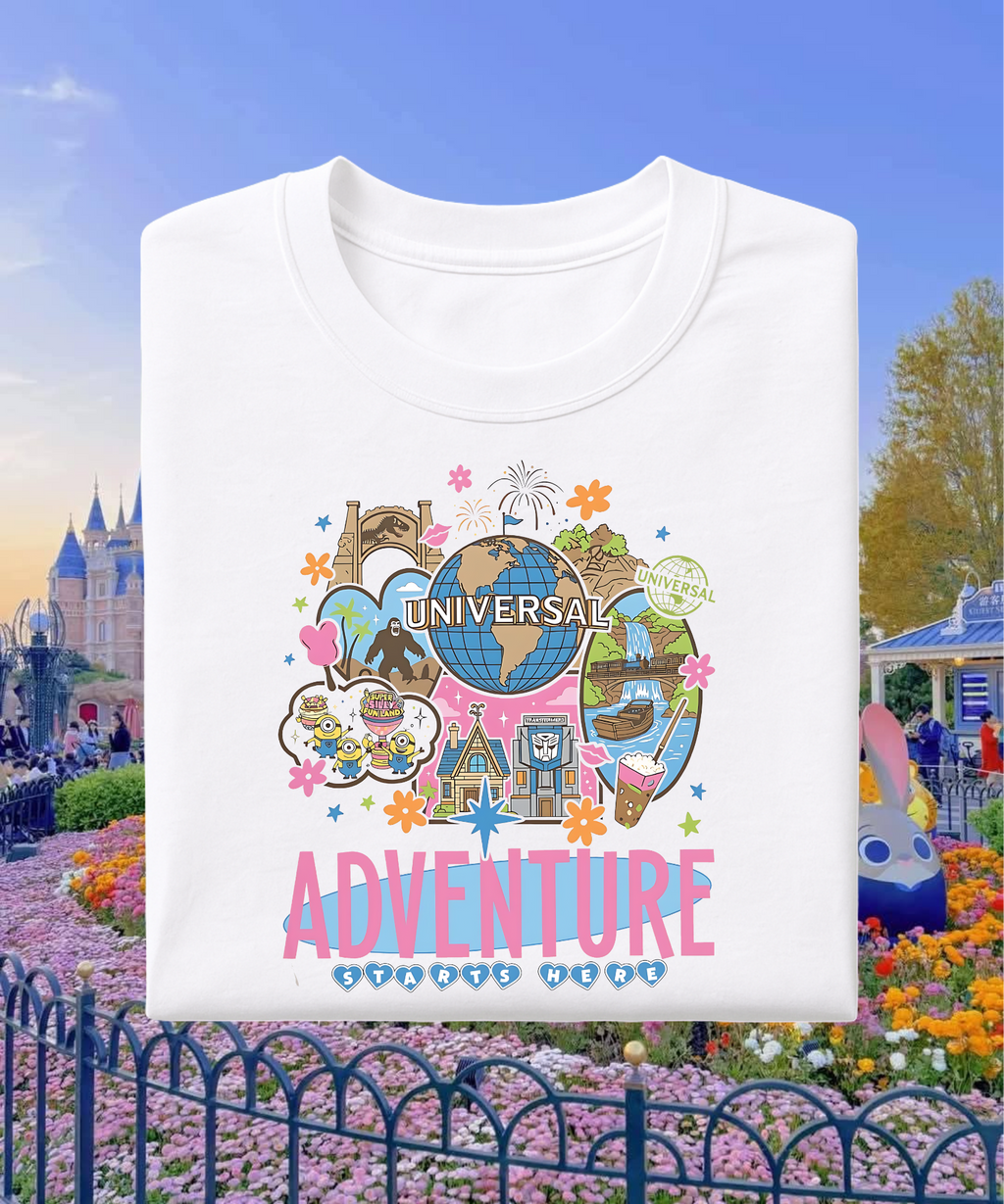 Universal Adventure Starts Here - Tshirt - White/Pink/Blue/Daisy Yellow