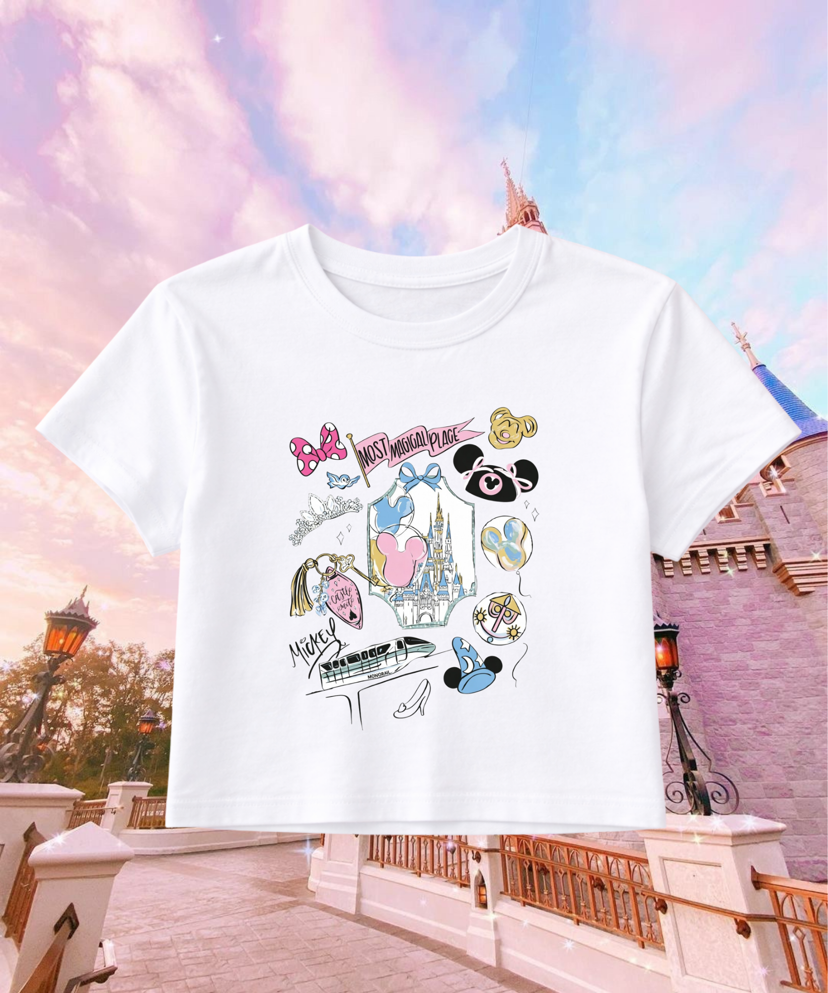 Most Magical Place Scattered - Cropped Tee/Cropped Vest