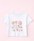 Here For The Snacks - Cropped Tee - White