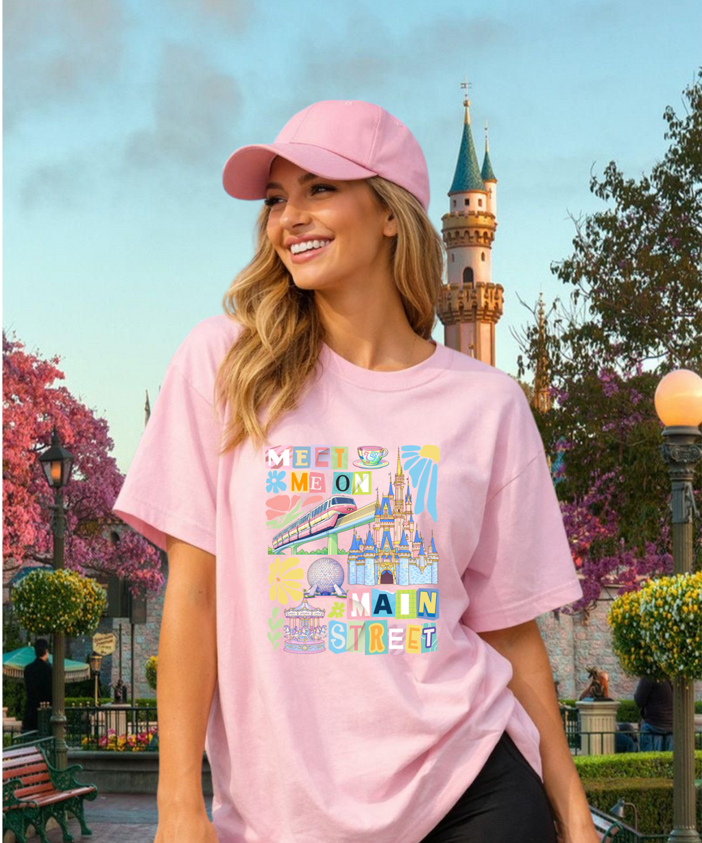 Main Street Pastels - Tshirt - White/Pink/Blue/Black