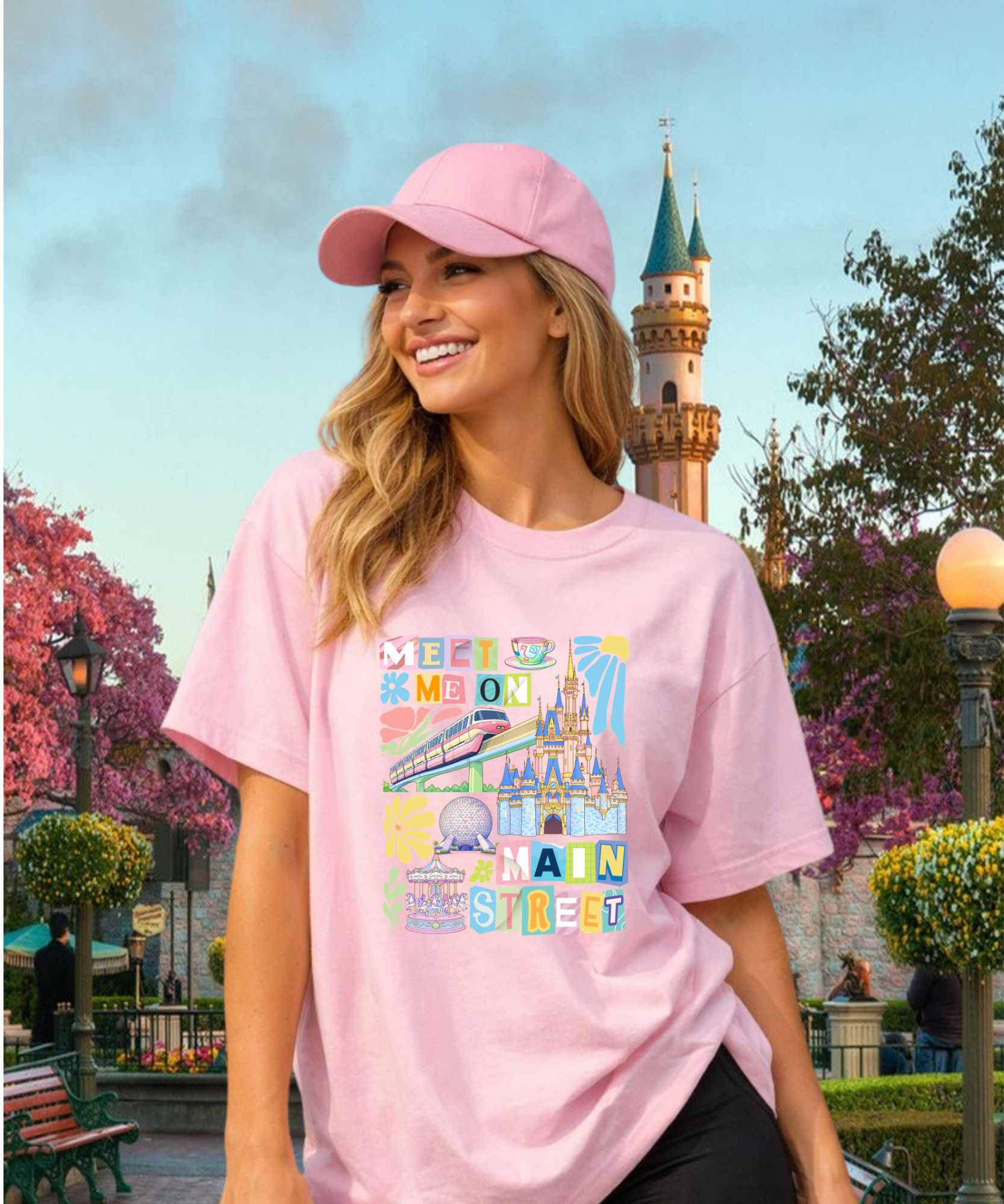 Main Street Pastels - Tshirt - White/Pink/Blue/Black