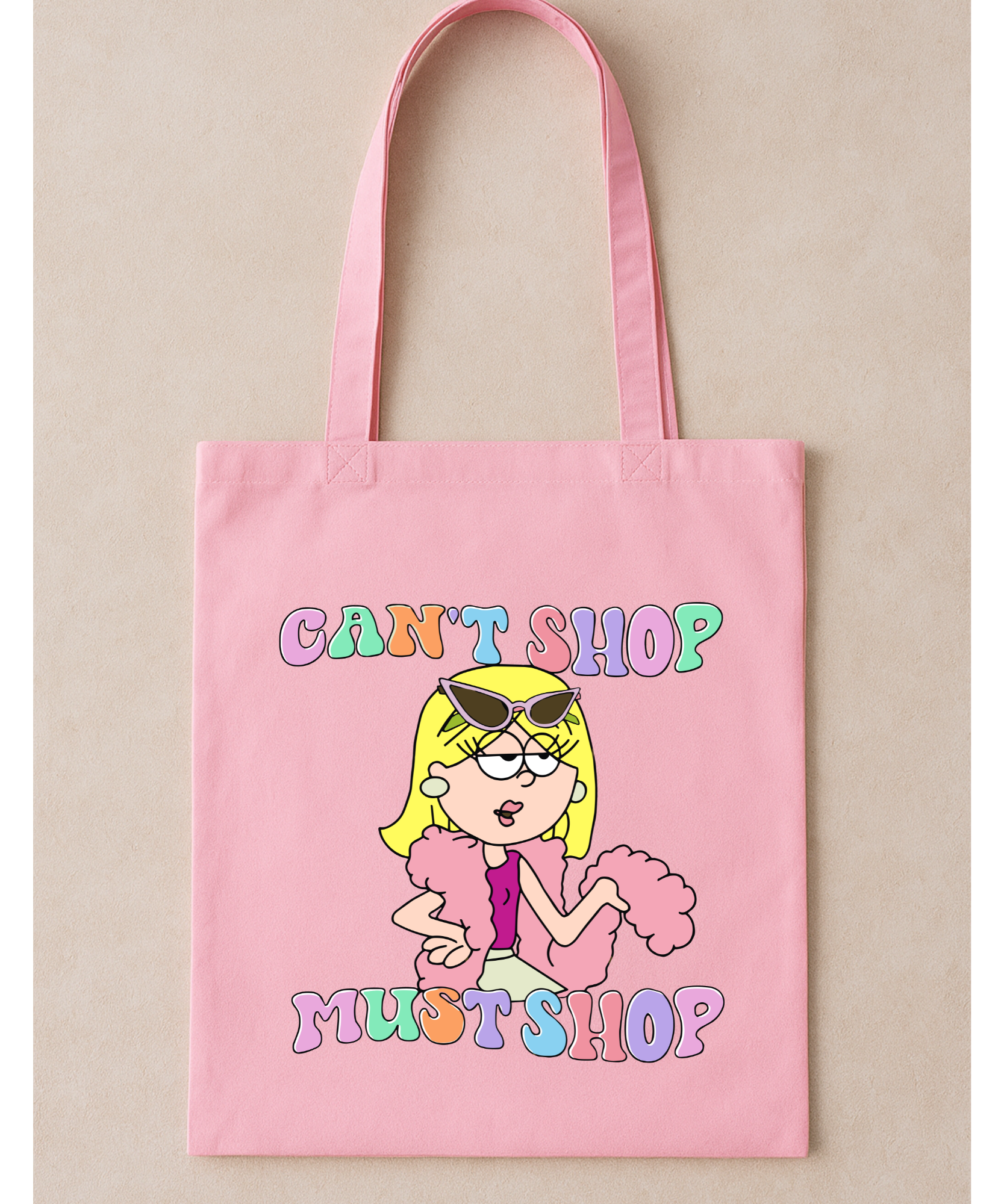 Can’t Shop Must Shop Pink Tote Bag