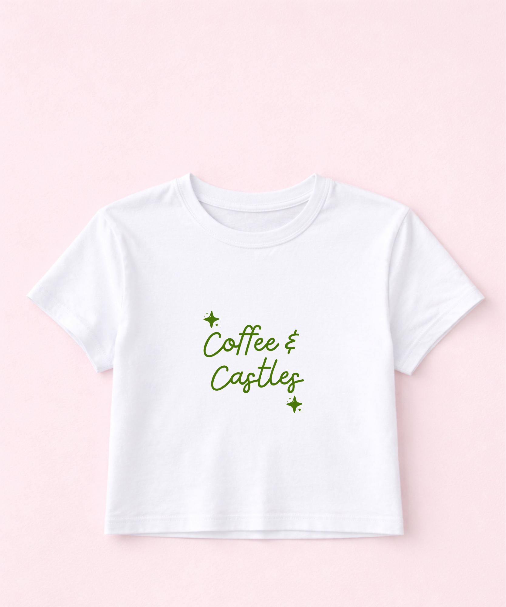 Coffee & Castles Exclusive - Cropped Baby Tee - Natural/White