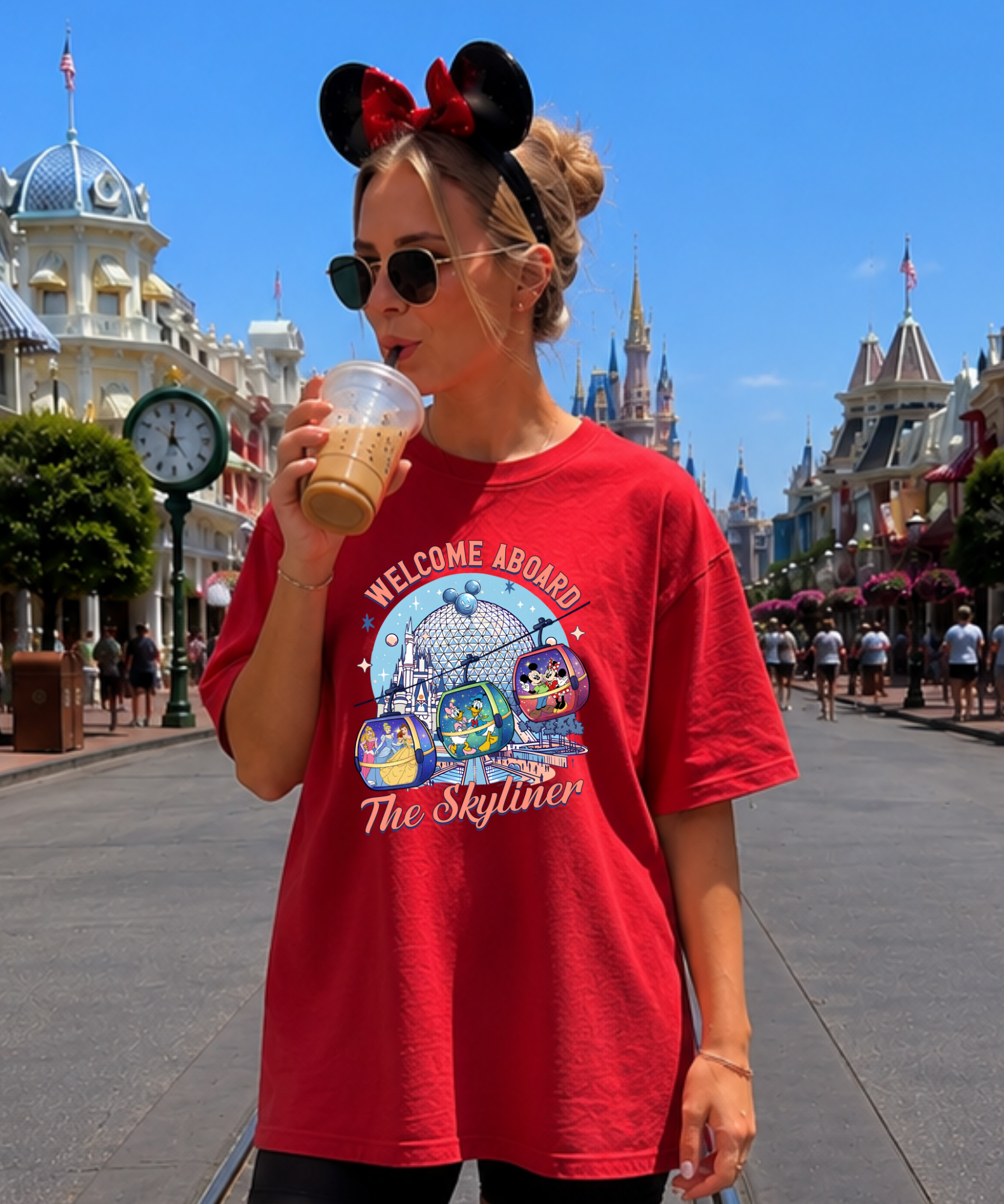 Welcome Aboard The Skyliner - Tshirt - White/Pink/Red