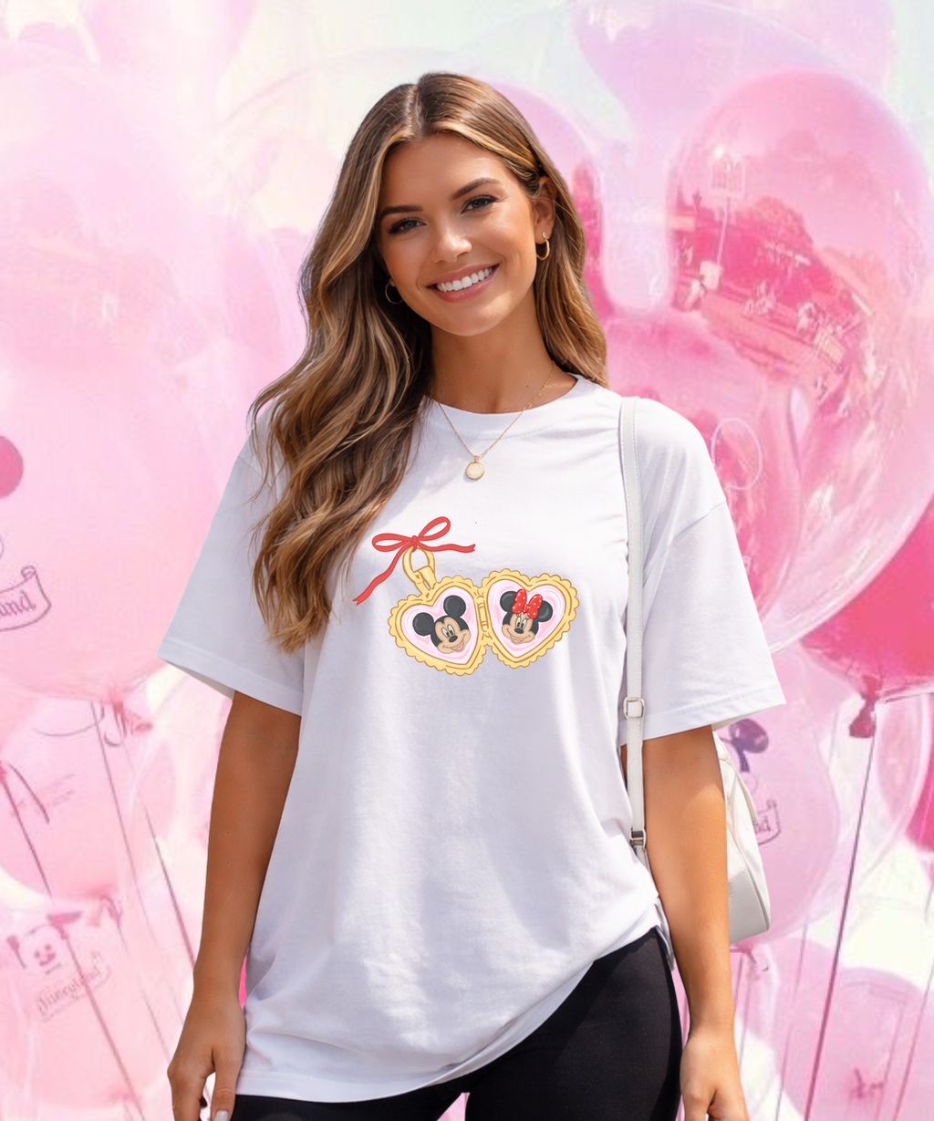 Minnie Mickey Locket - Tshirt/Sweatshirt - White/Pink