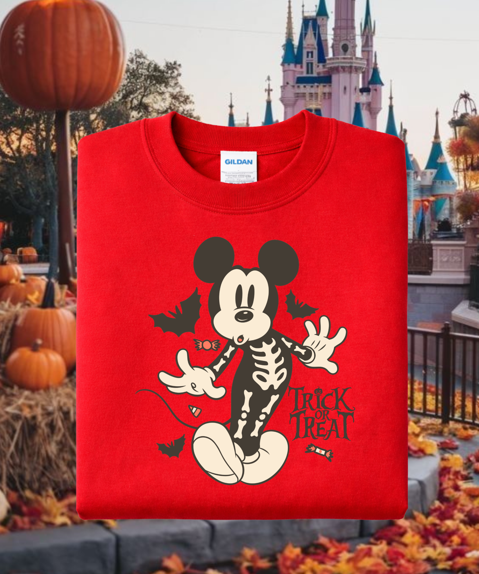 Trick Or Treat Mouse Skeleton Halloween - Tshirt/Sweatshirt - White/Pink/Red
