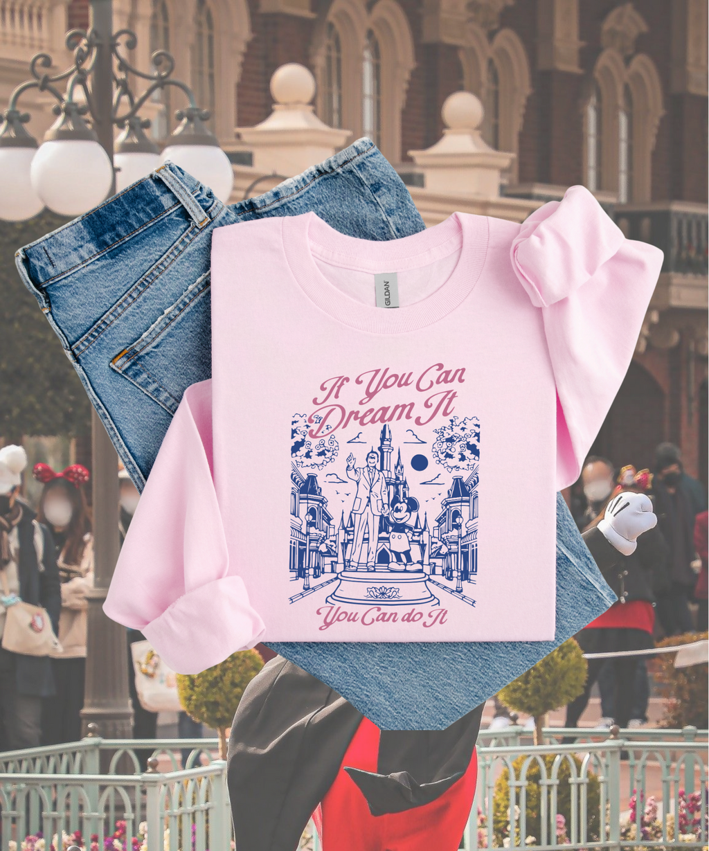 Mouse & Walt If You Can Dream It - Tshirt/Sweatshirt - White/Pink/Blue