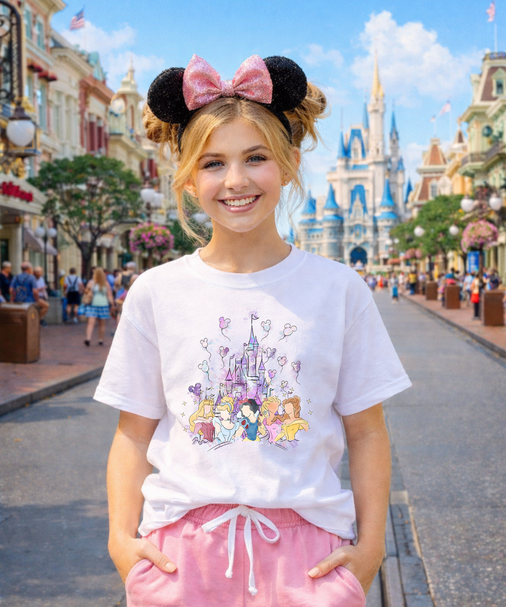 Watercolour Princesses - Tshirt - White