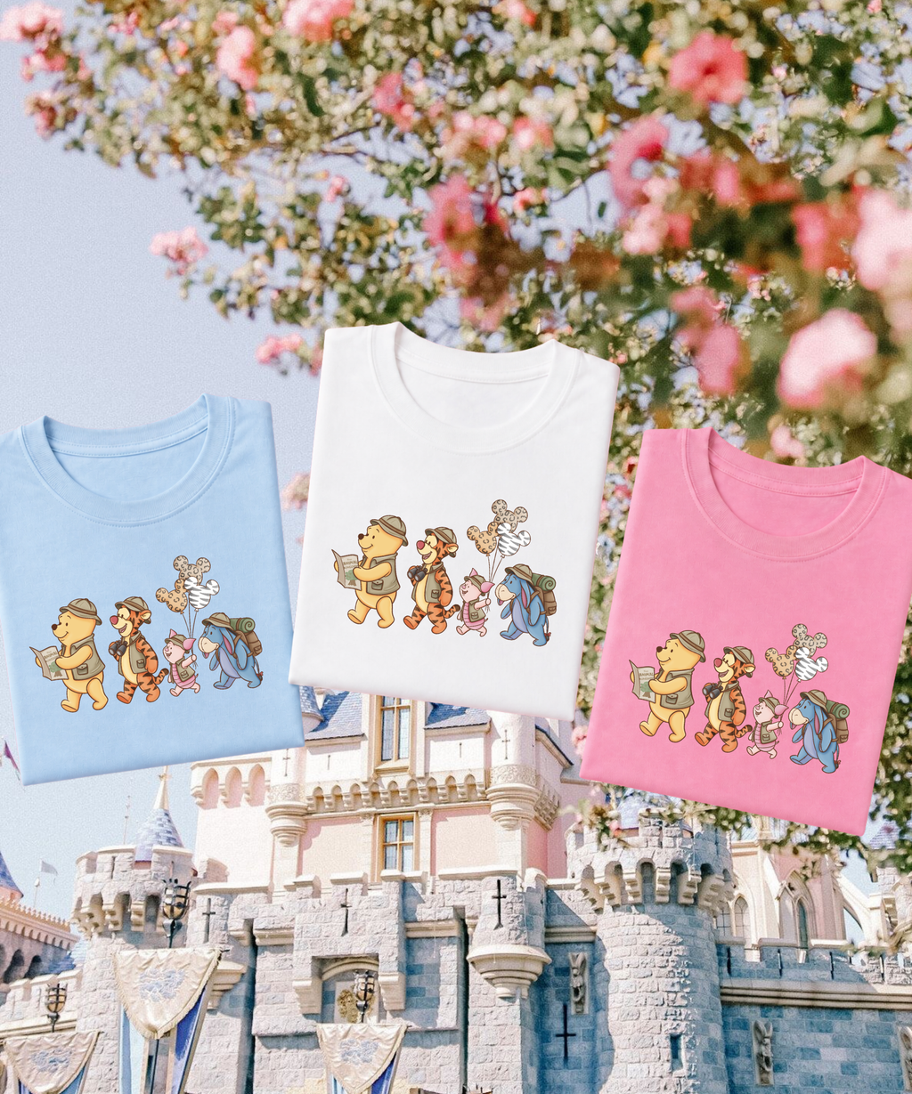 Pooh & Friends AK - Tshirt - White/Pink/Blue