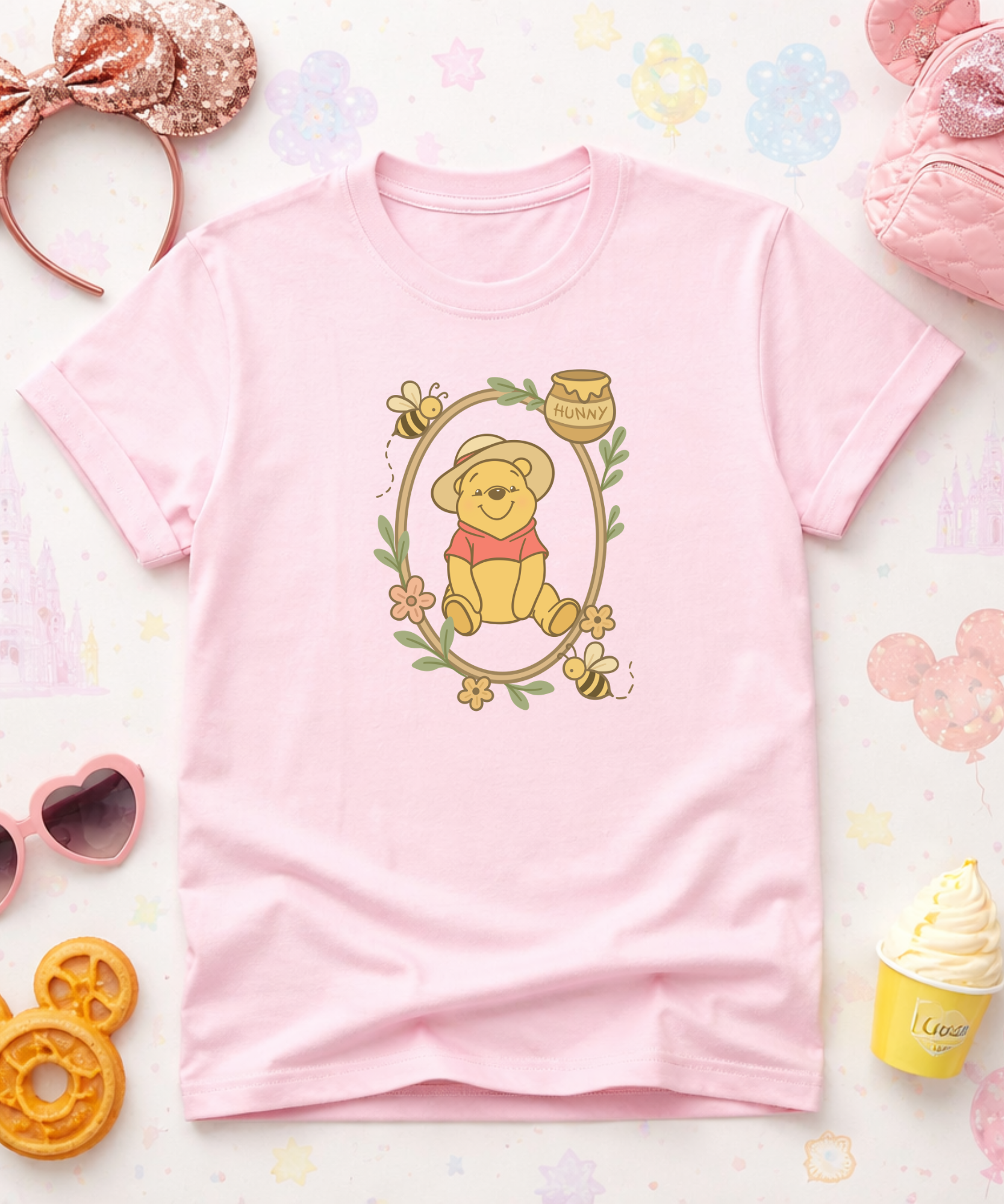 Summer Pooh Bear - Tshirt - White/Pink