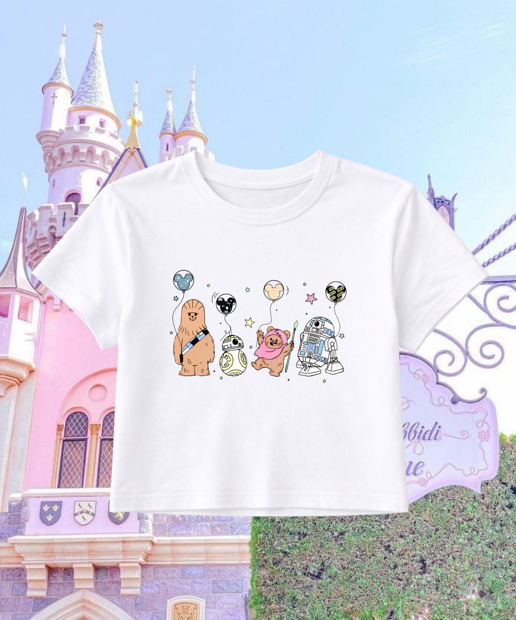 Chewie & Friends - Cropped Tee/Cropped Vest - White