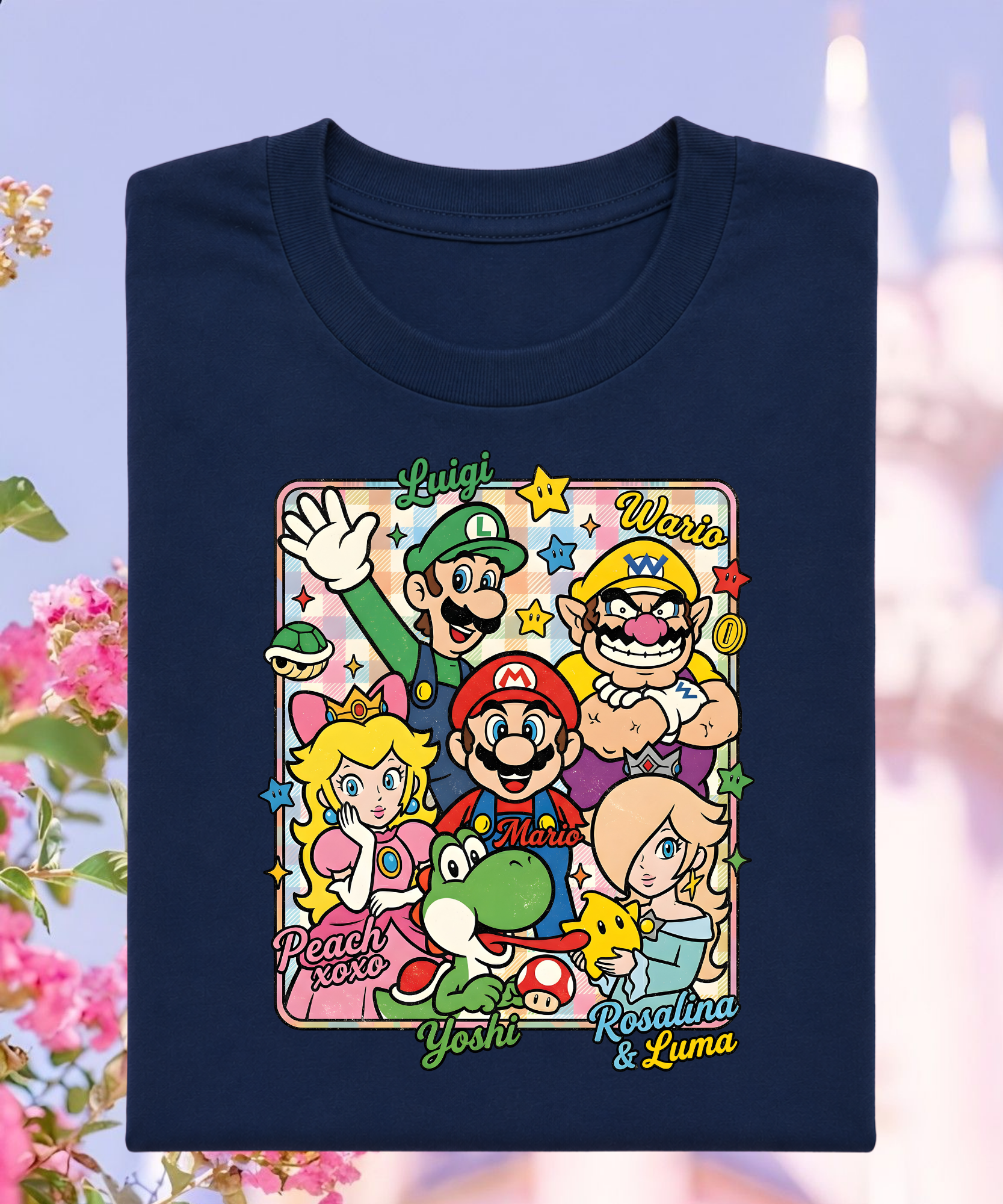 Mario Friends - Tshirt - White/Navy/Pink